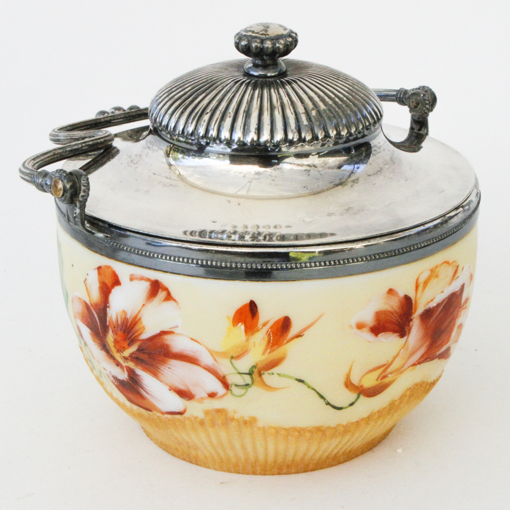 Hand Painted Lidded Glass Bowl