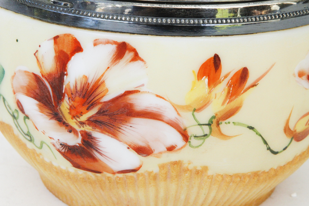 Hand Painted Lidded Glass Bowl