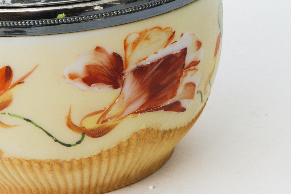 Hand Painted Lidded Glass Bowl