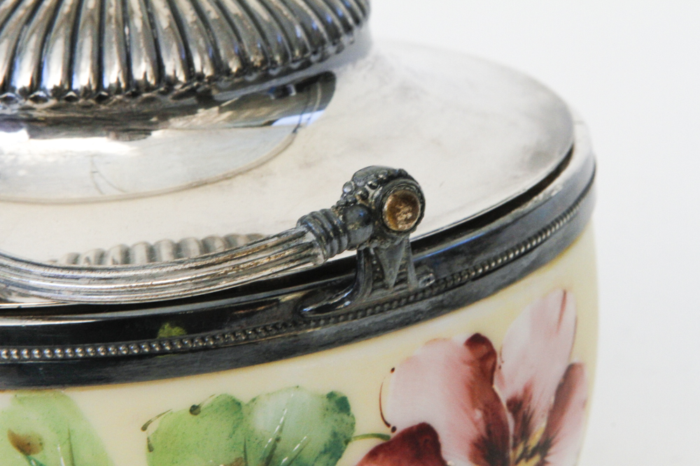 Hand Painted Lidded Glass Bowl