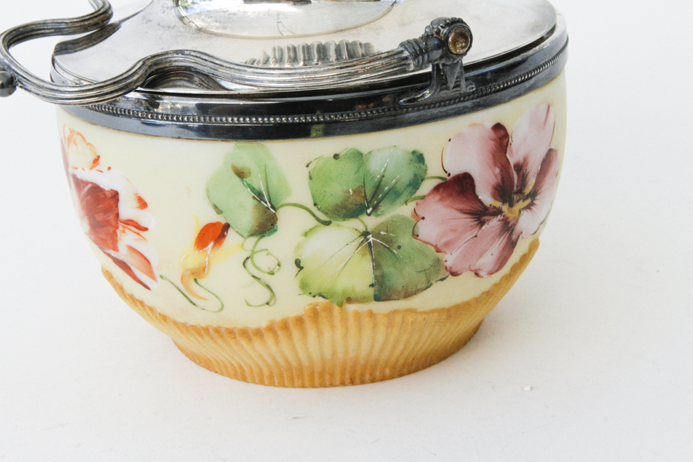 Hand Painted Lidded Glass Bowl