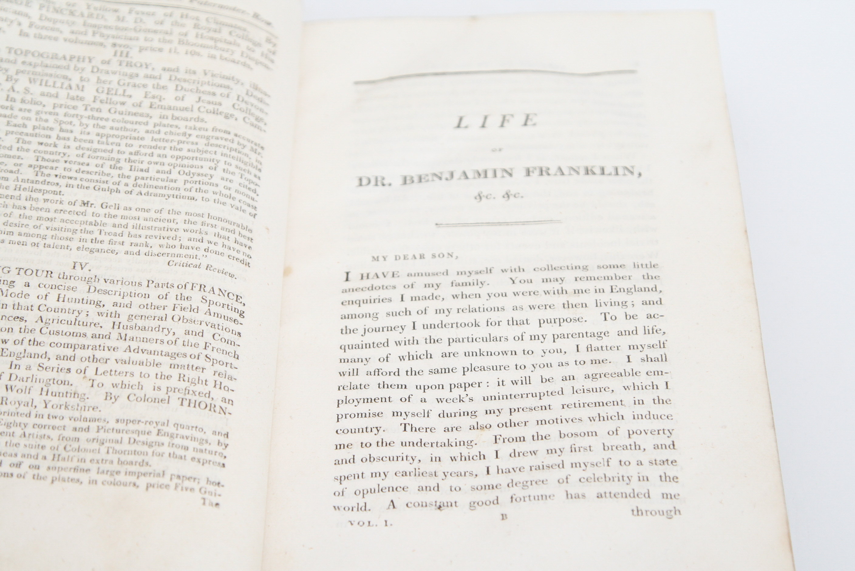 1806 "The Works of Dr. Benjamin Franklin", Volume I