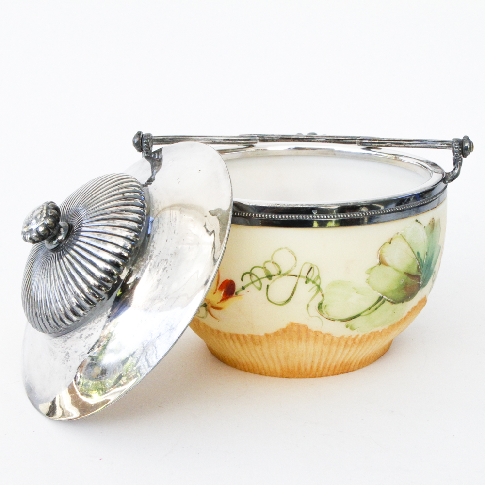 Hand Painted Lidded Glass Bowl