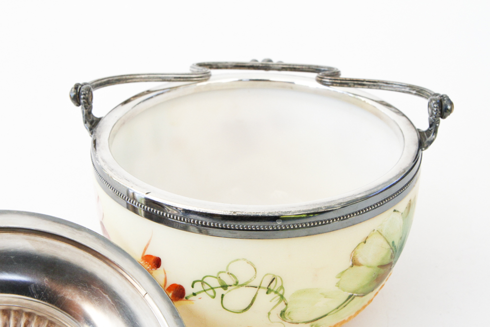 Hand Painted Lidded Glass Bowl