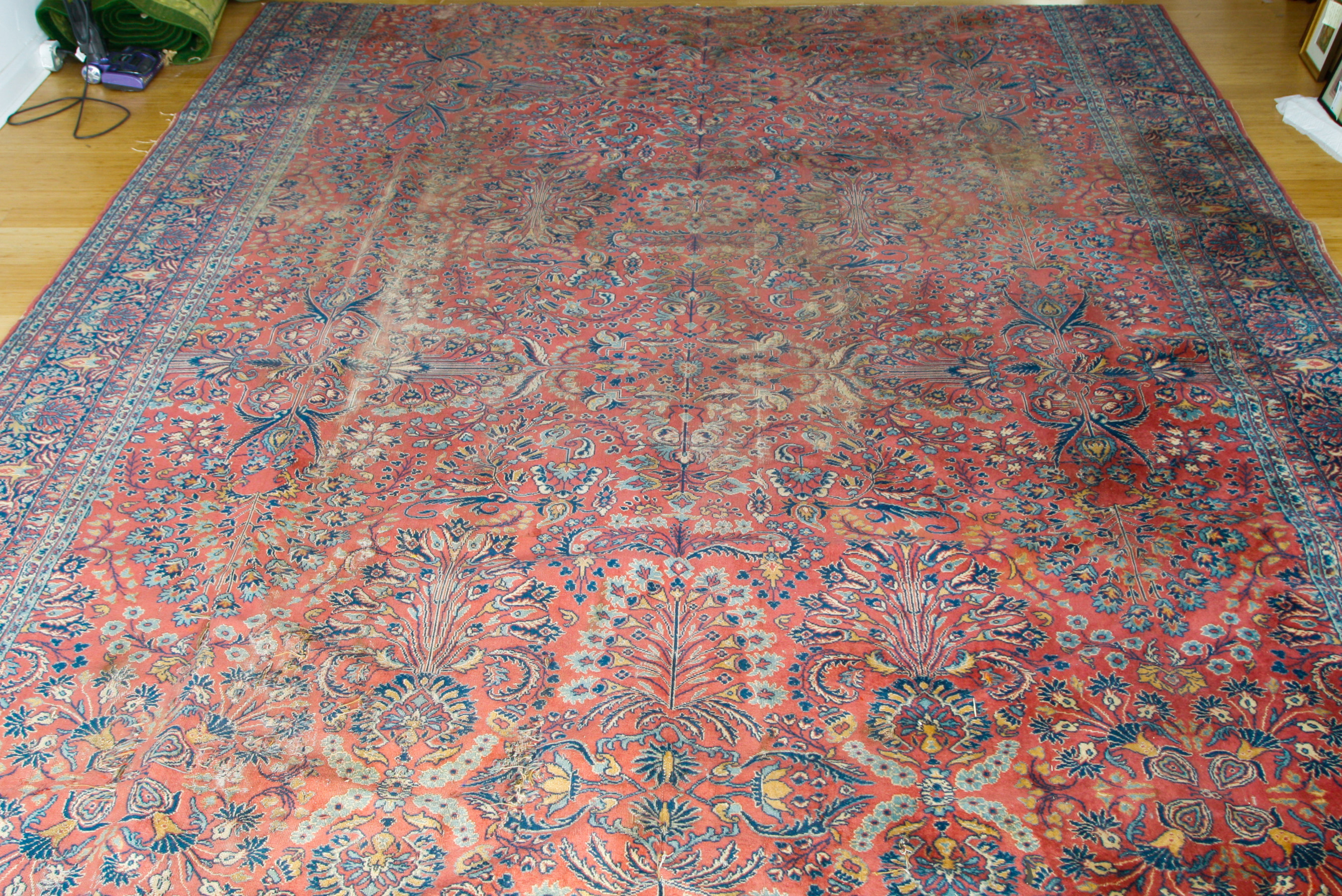 Large Semi-Antique Power Loomed Sarouk-Style Wool Area Rug