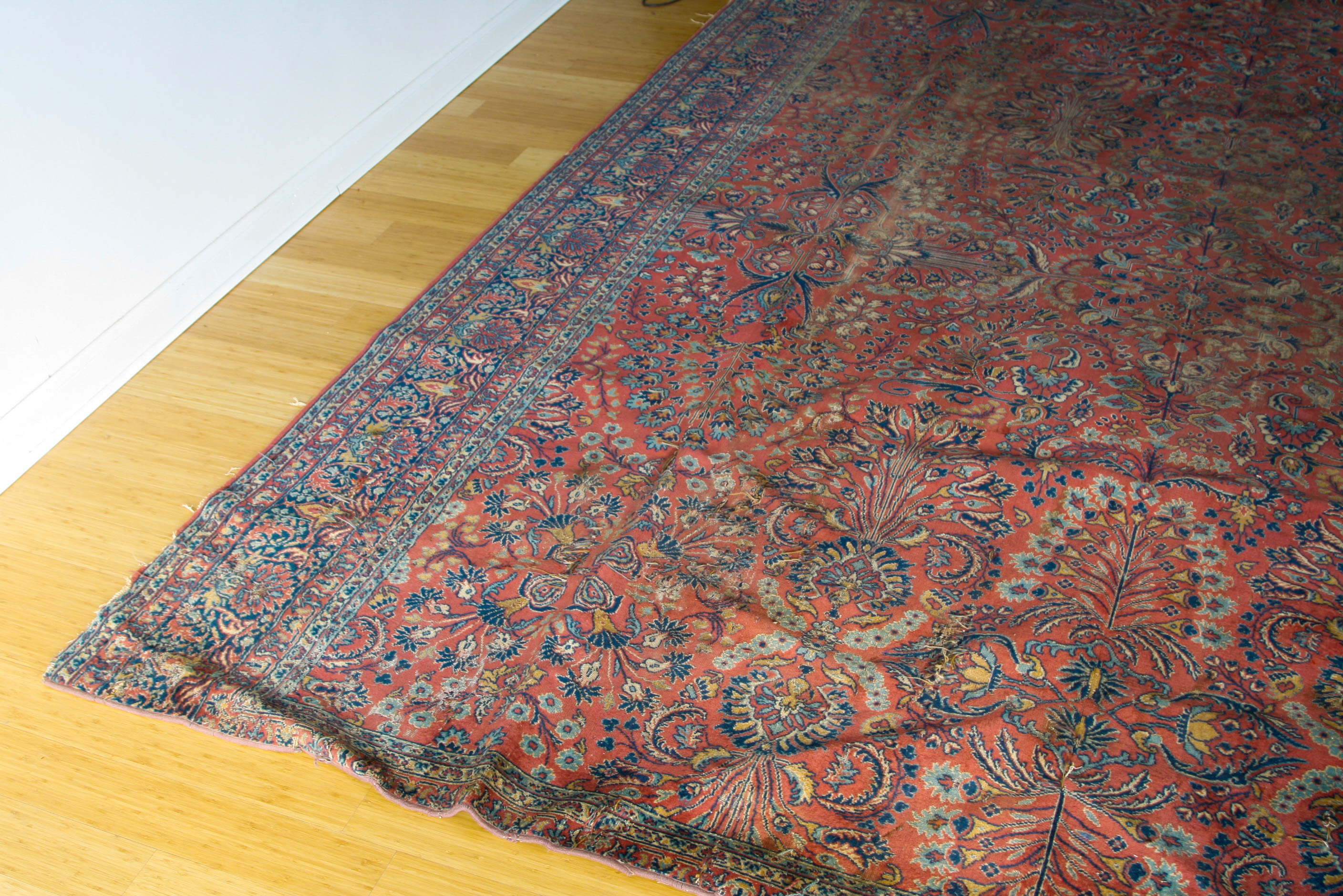 Large Semi-Antique Power Loomed Sarouk-Style Wool Area Rug