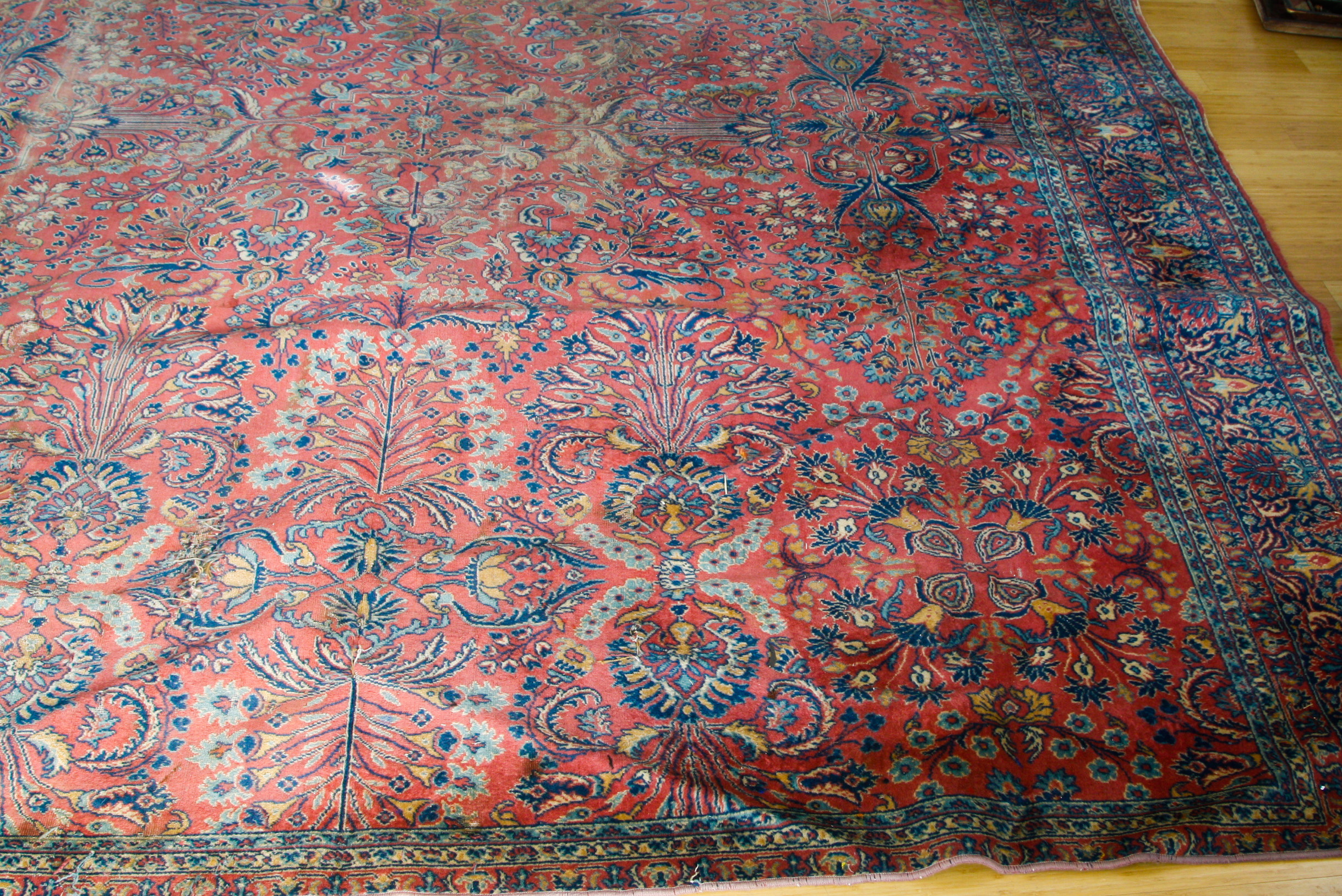 Large Semi-Antique Power Loomed Sarouk-Style Wool Area Rug