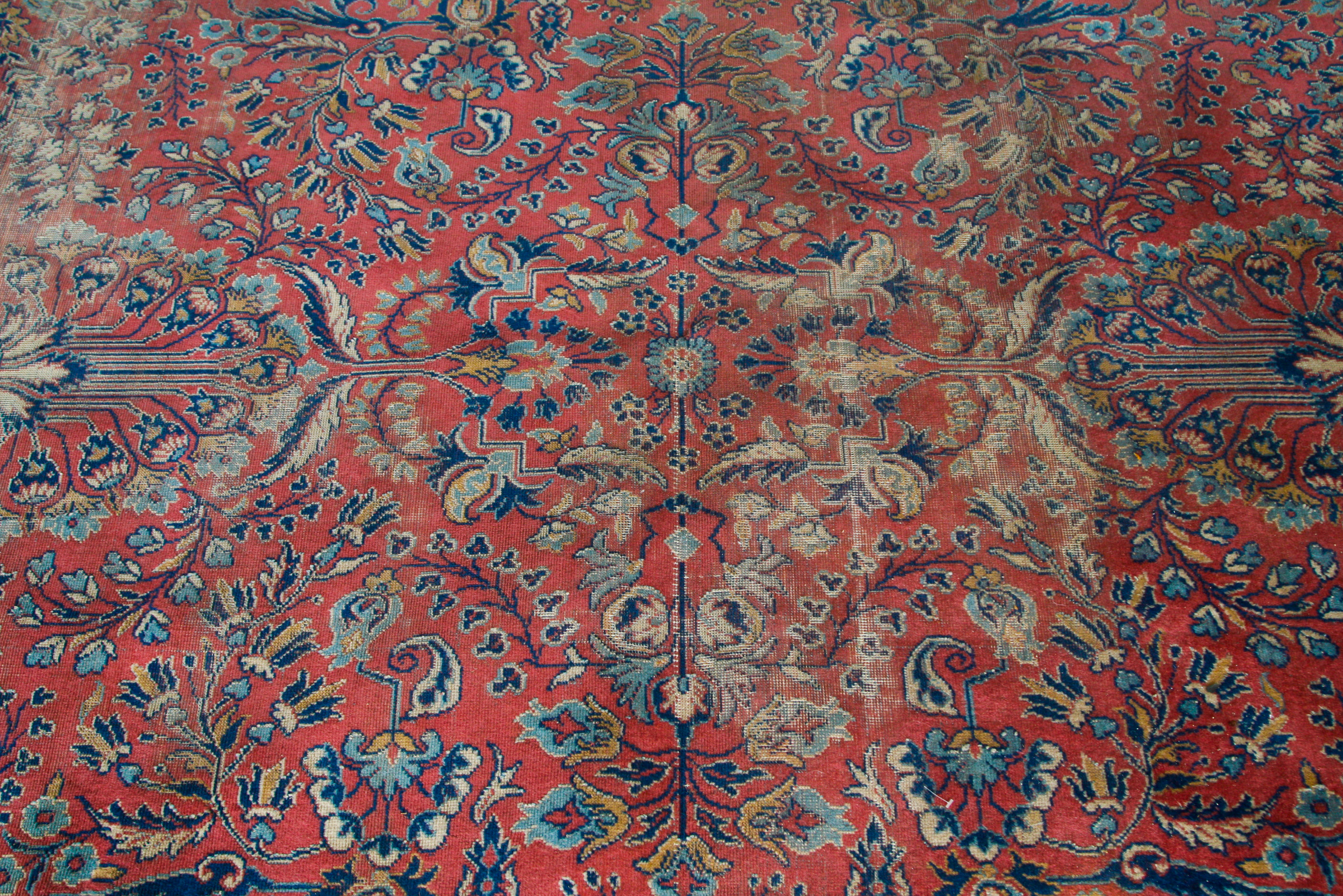 Large Semi-Antique Power Loomed Sarouk-Style Wool Area Rug