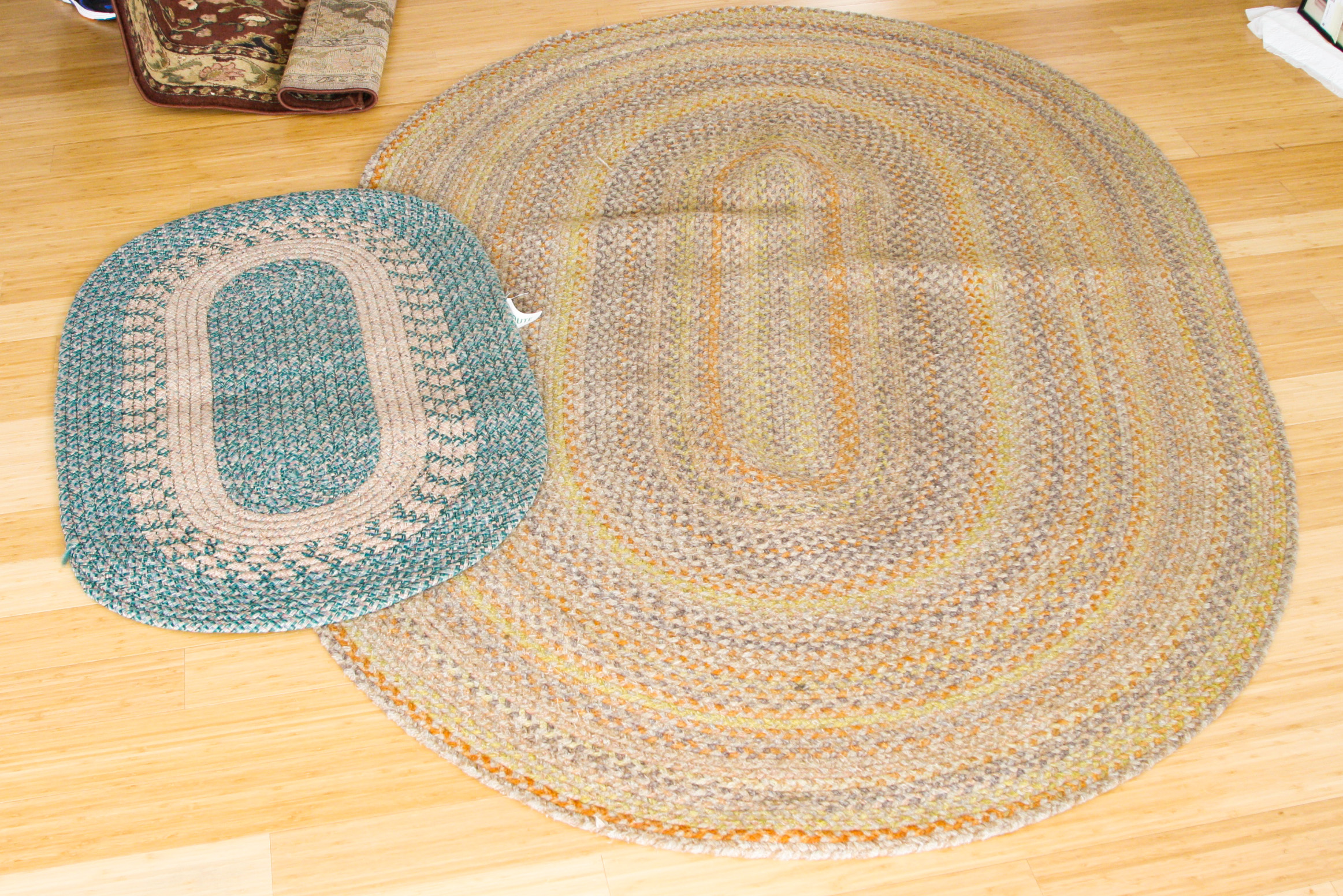 Pair of Handwoven Braided Oval Area Rugs
