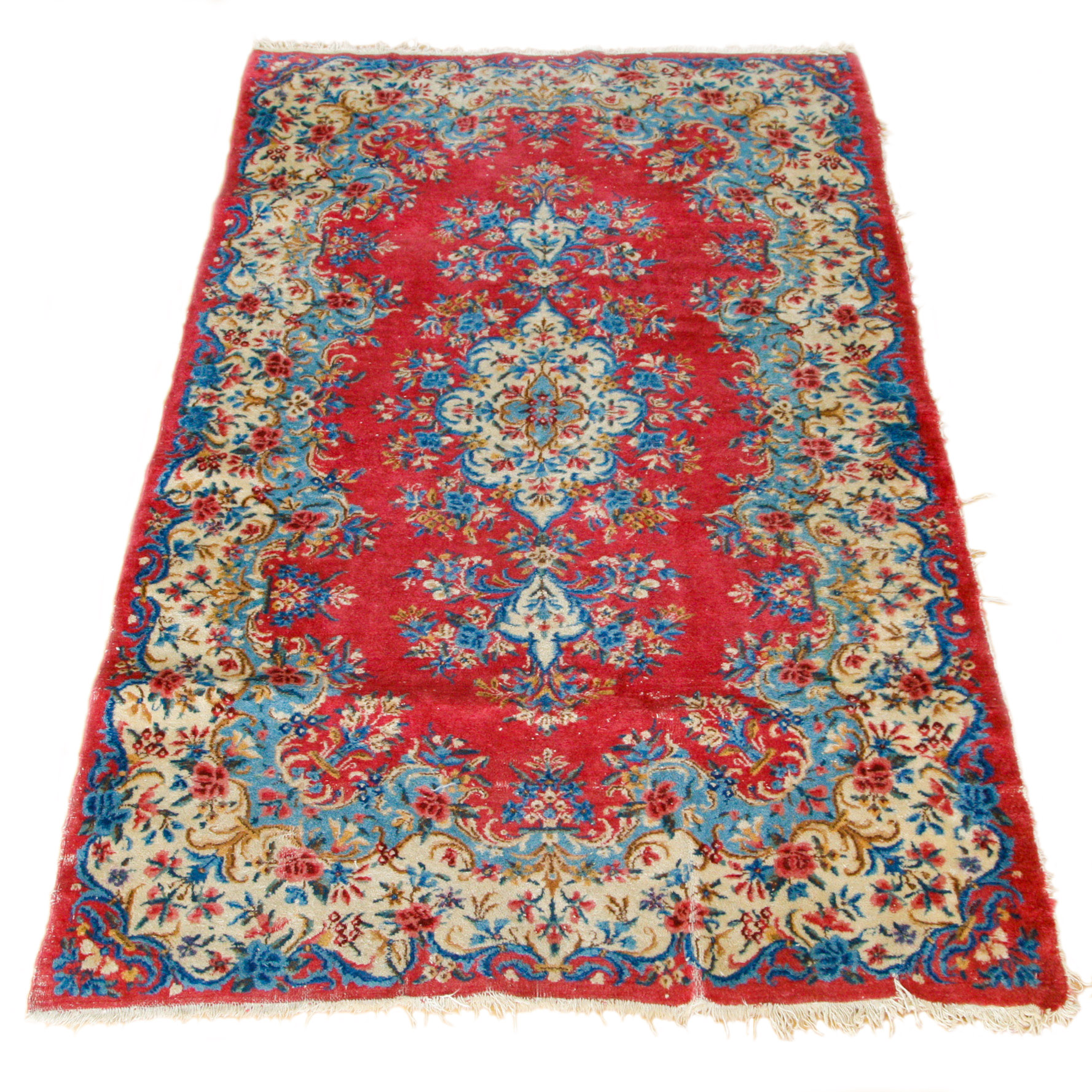 Hand-Knotted Kerman-Style Wool Area Rug