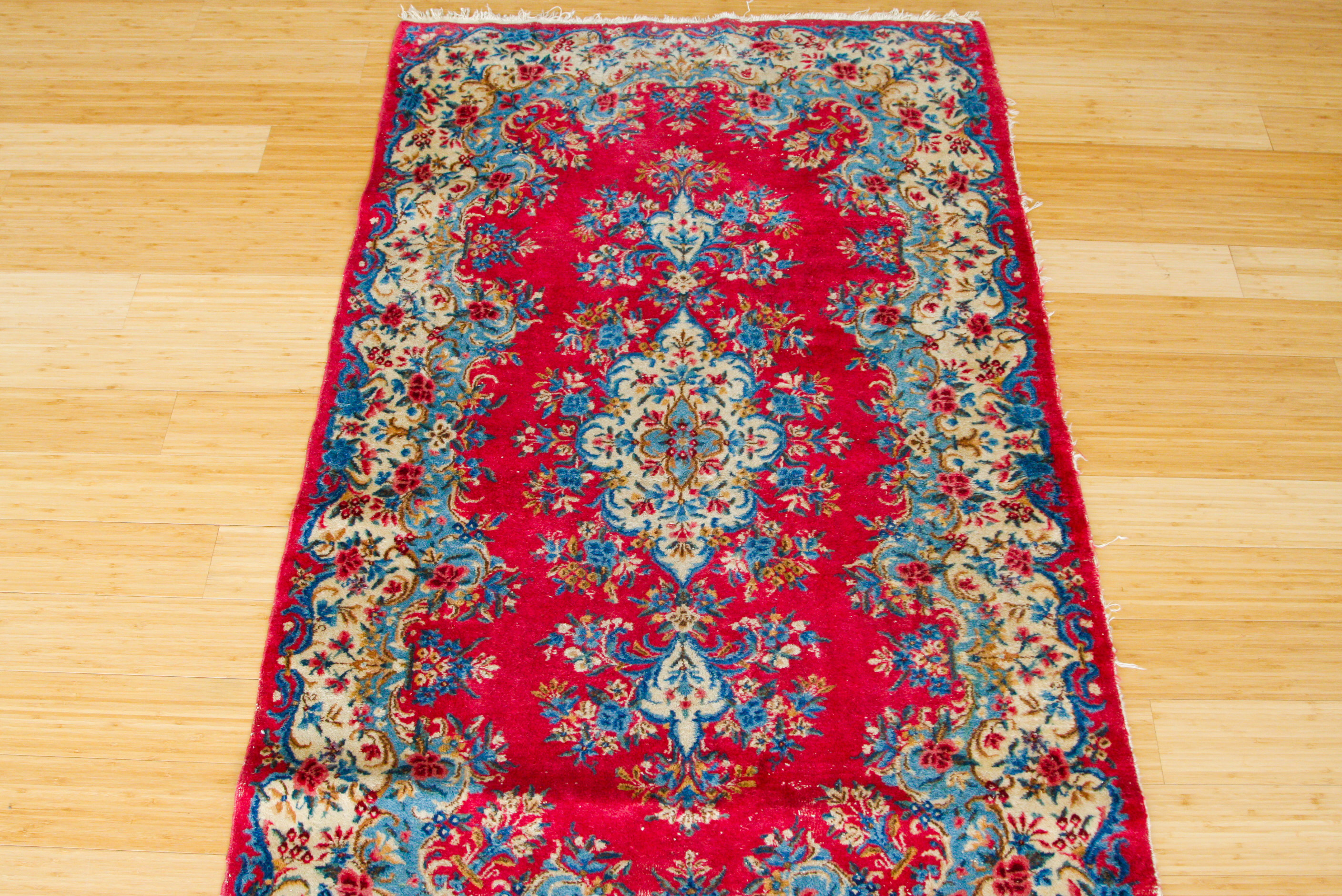 Hand-Knotted Kerman-Style Wool Area Rug