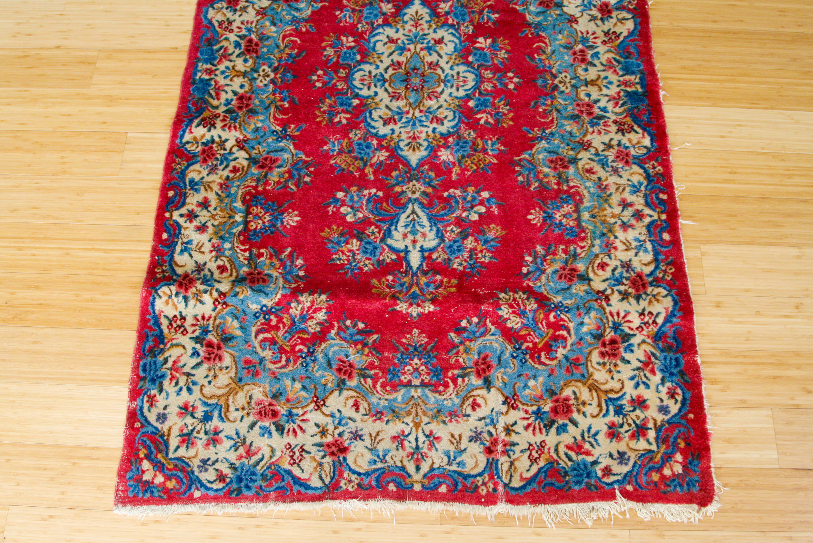 Hand-Knotted Kerman-Style Wool Area Rug