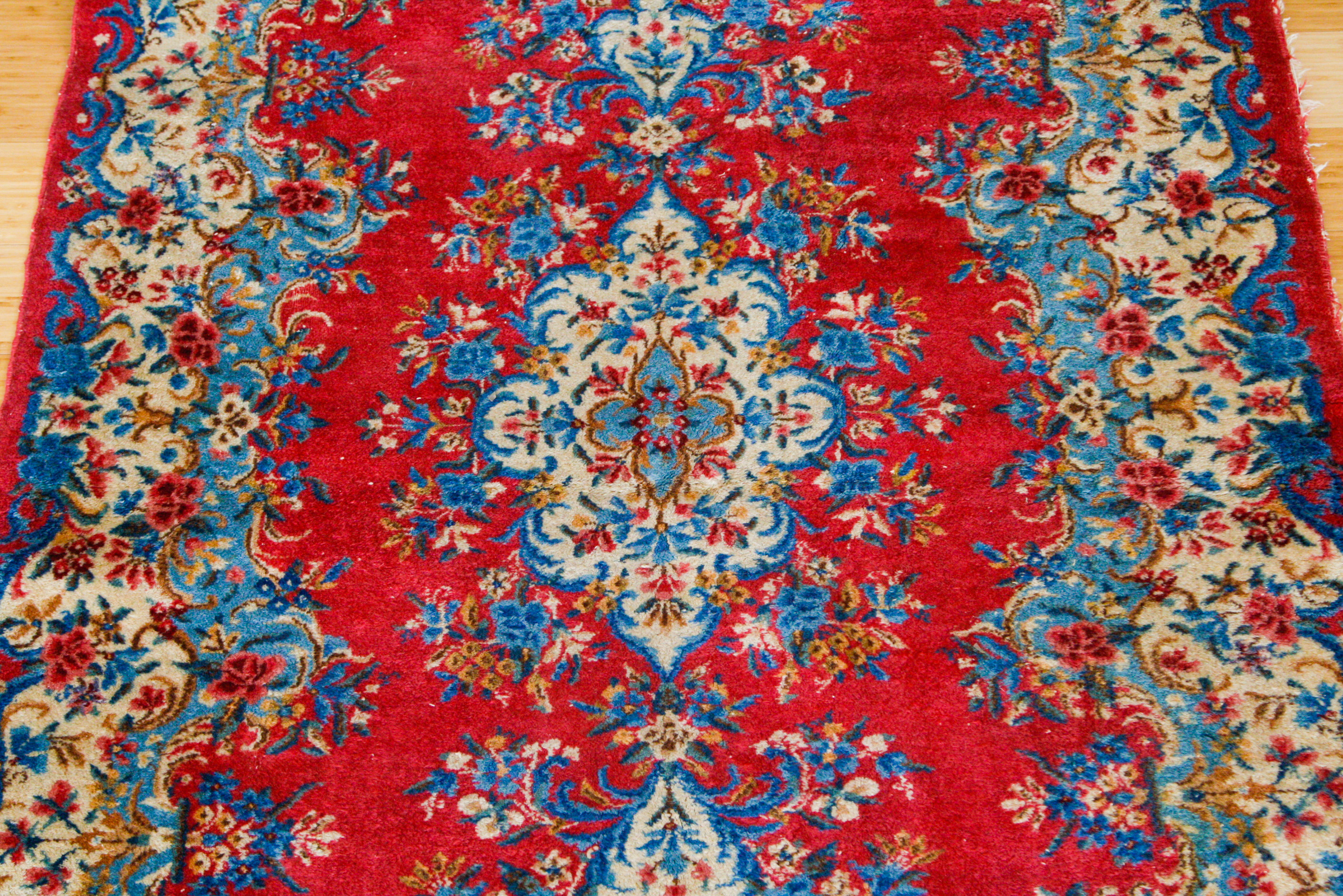 Hand-Knotted Kerman-Style Wool Area Rug