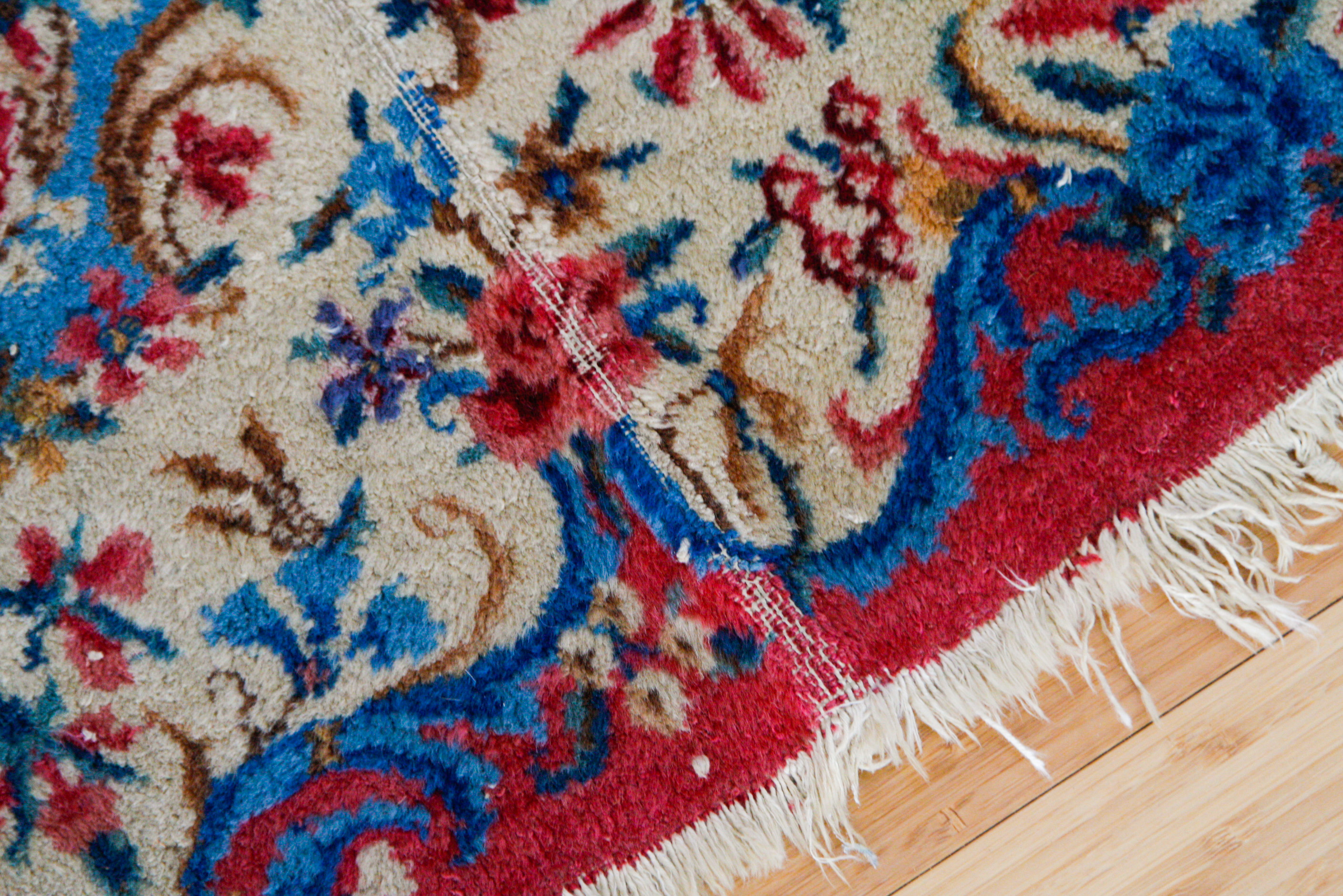 Hand-Knotted Kerman-Style Wool Area Rug