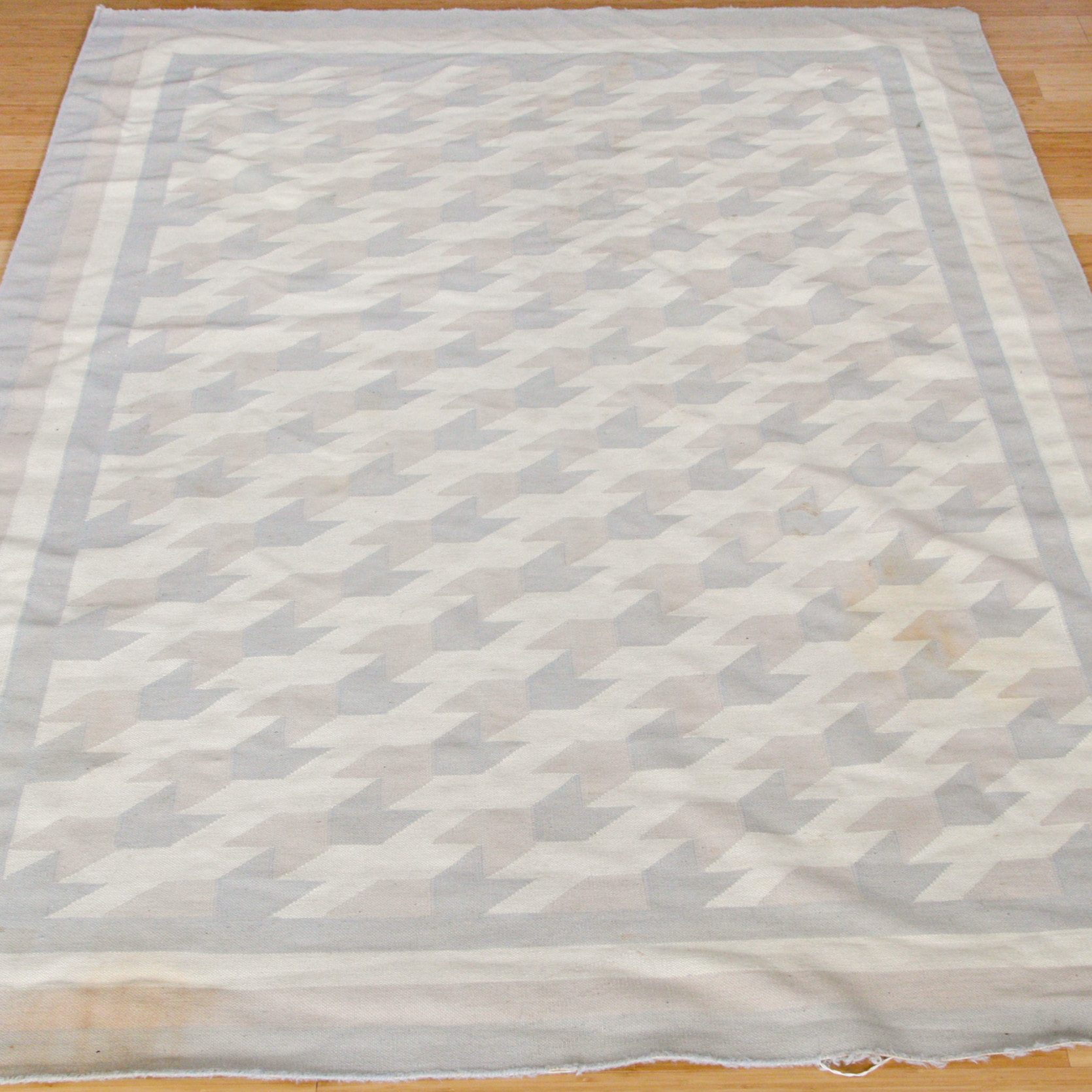 Large Handwoven Flat Weave Chevron Rug