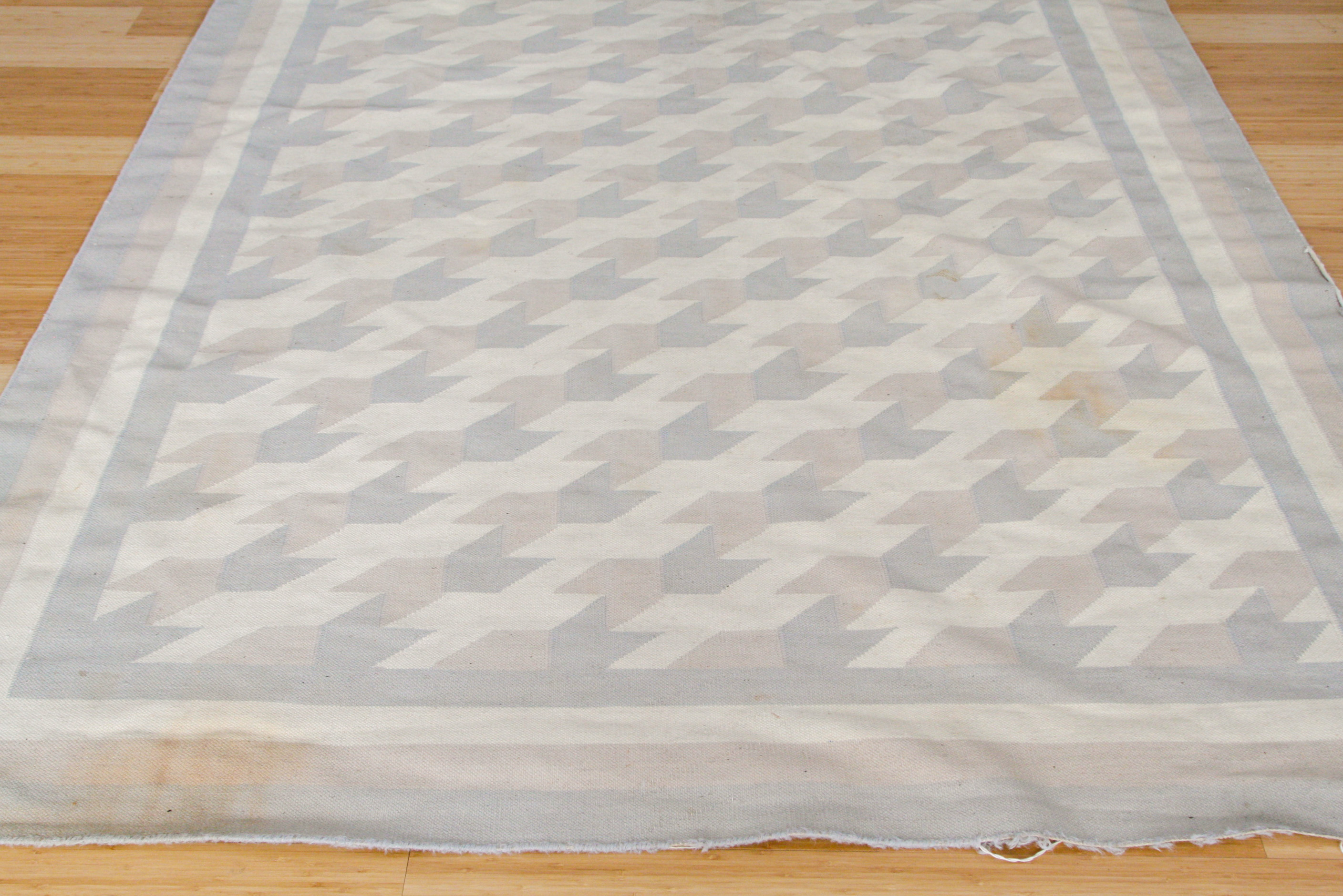 Large Handwoven Flat Weave Chevron Rug