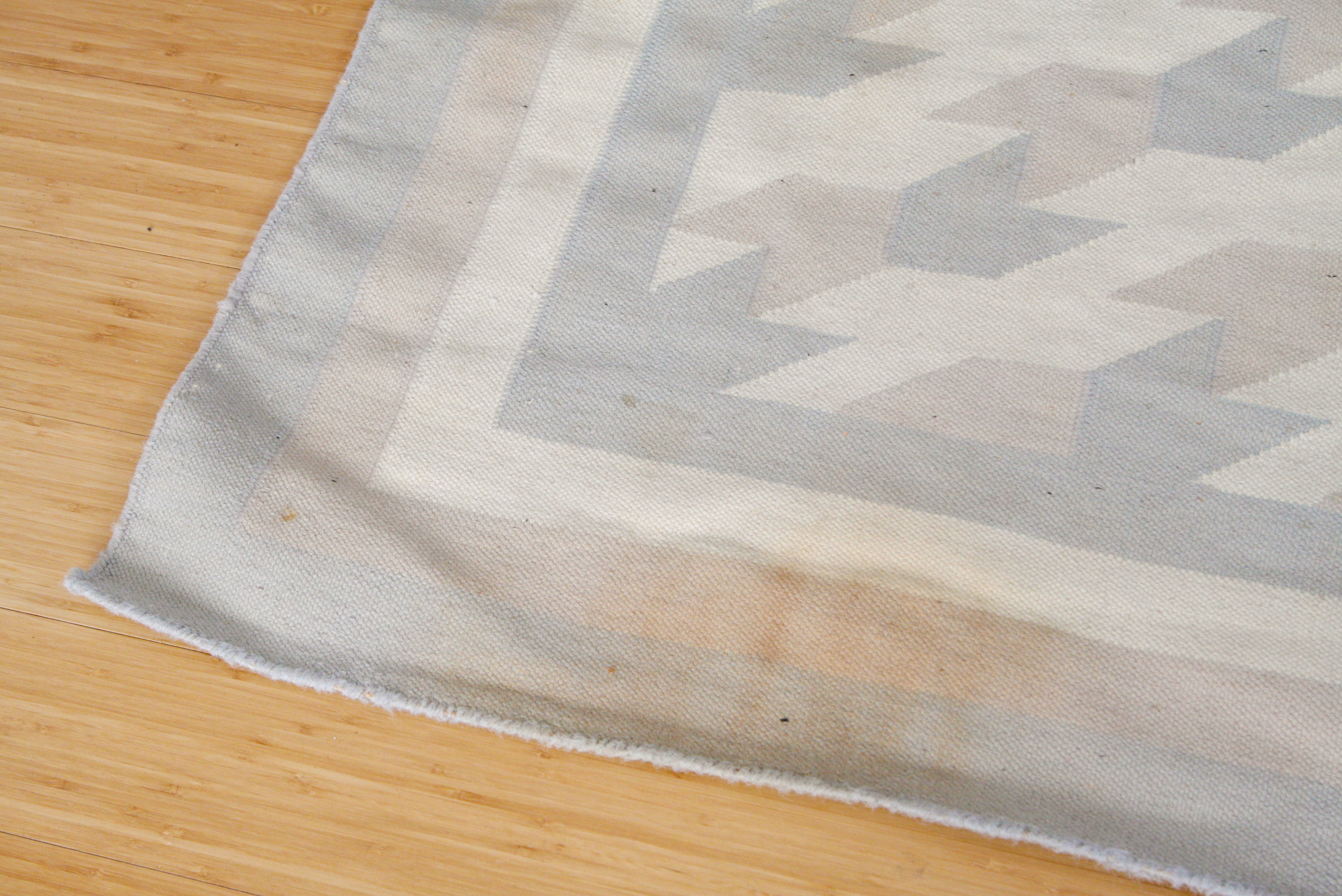 Large Handwoven Flat Weave Chevron Rug