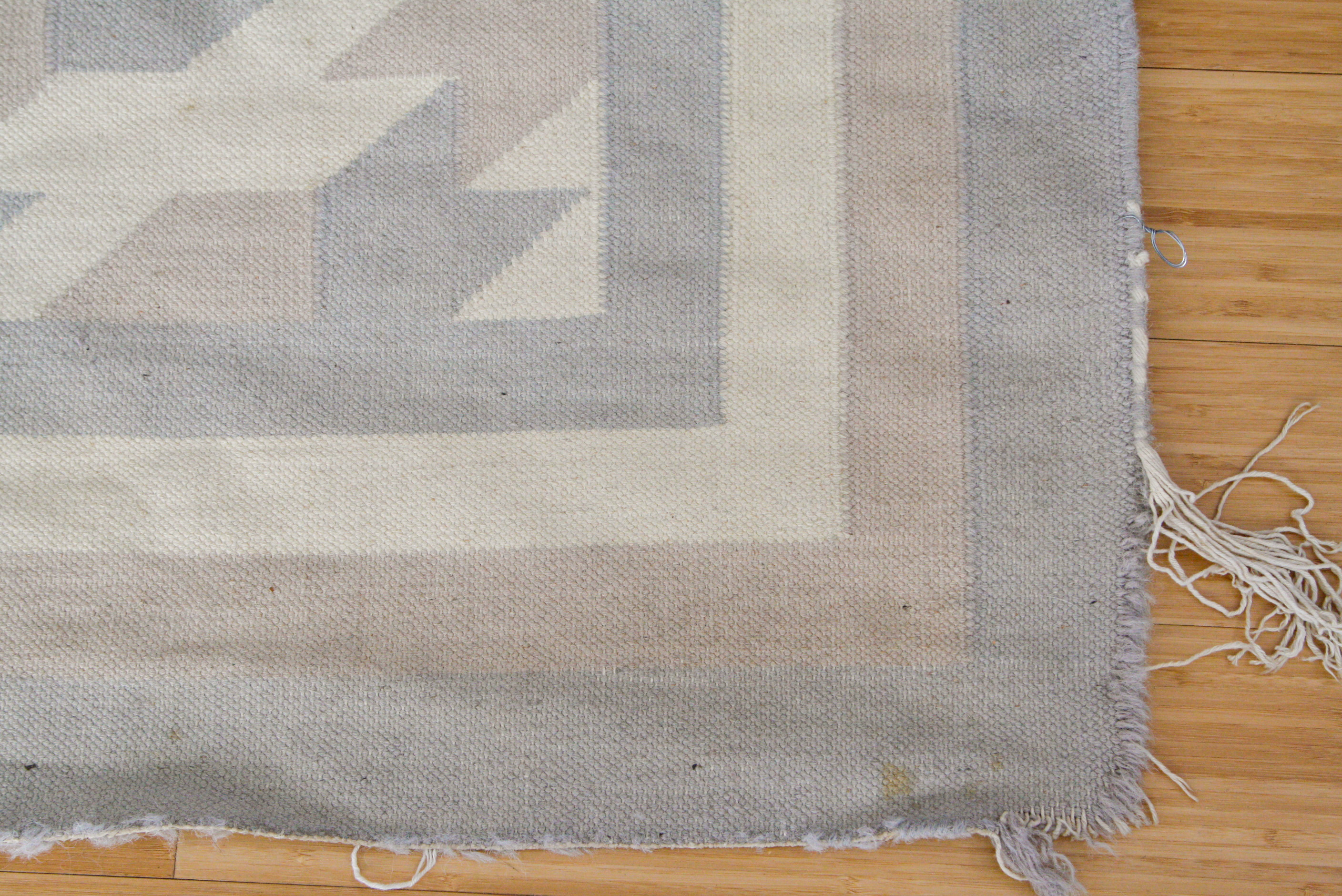 Large Handwoven Flat Weave Chevron Rug