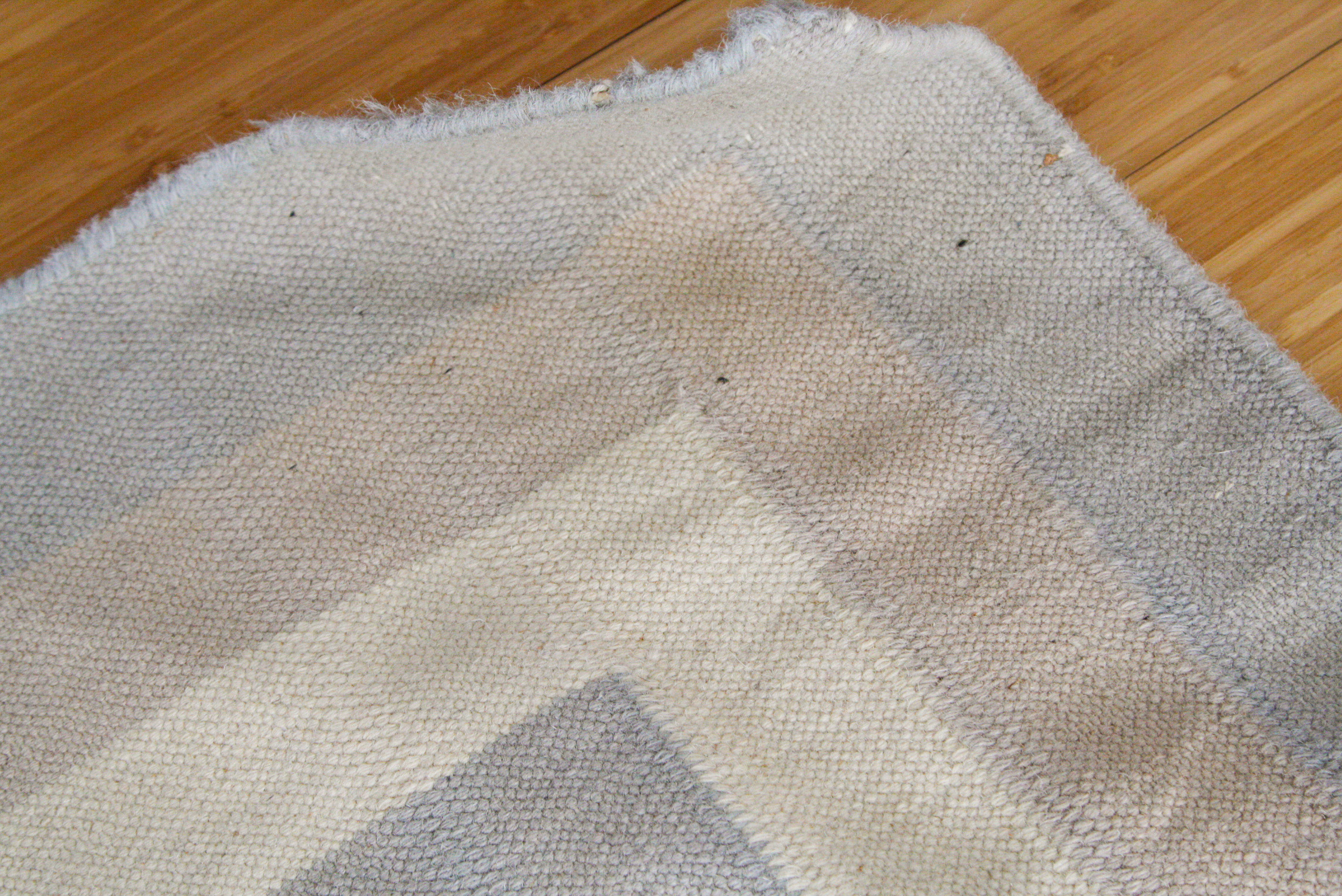 Large Handwoven Flat Weave Chevron Rug