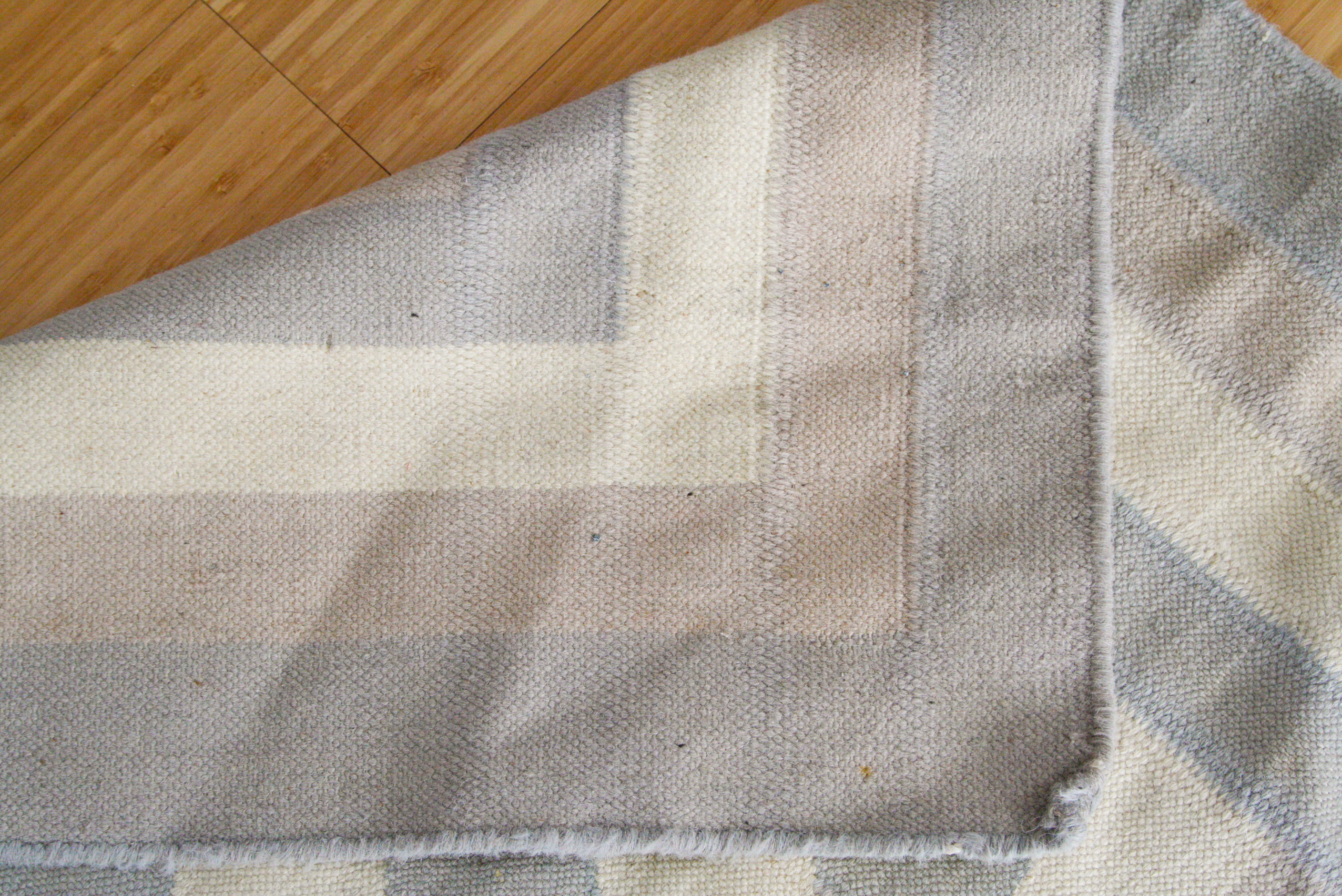 Large Handwoven Flat Weave Chevron Rug