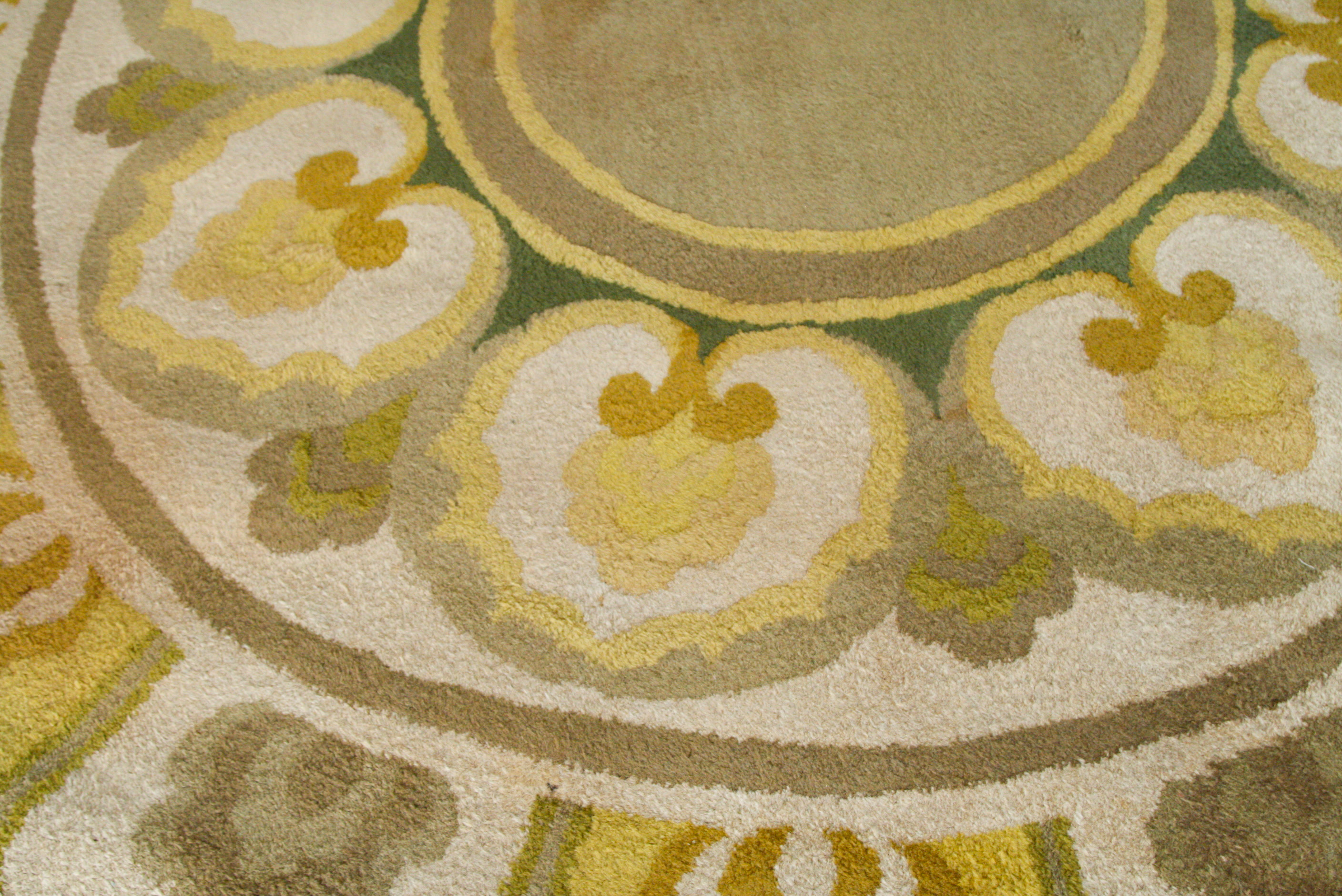 Large Hand-Knotted Round Wool Area Rug