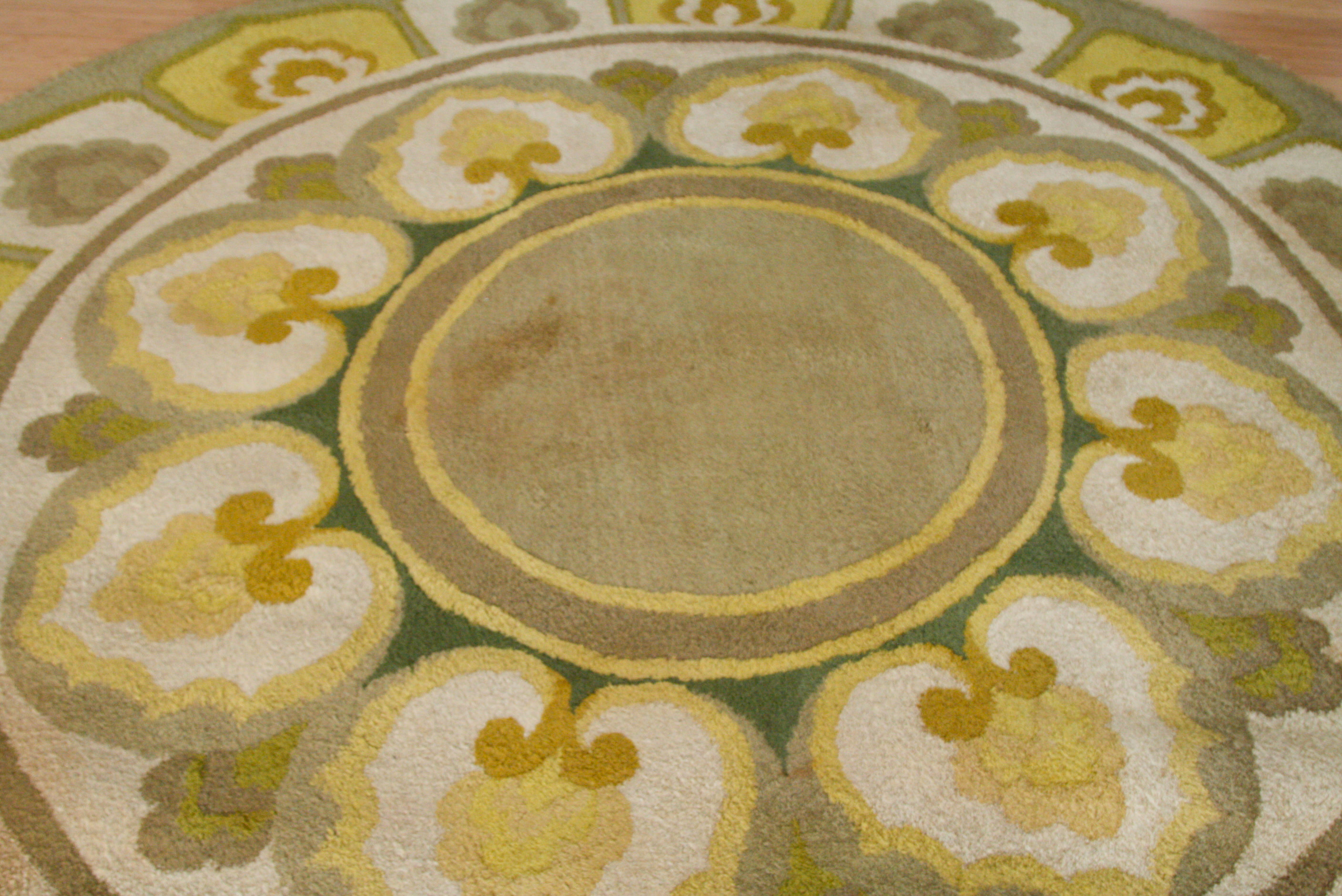 Large Hand-Knotted Round Wool Area Rug