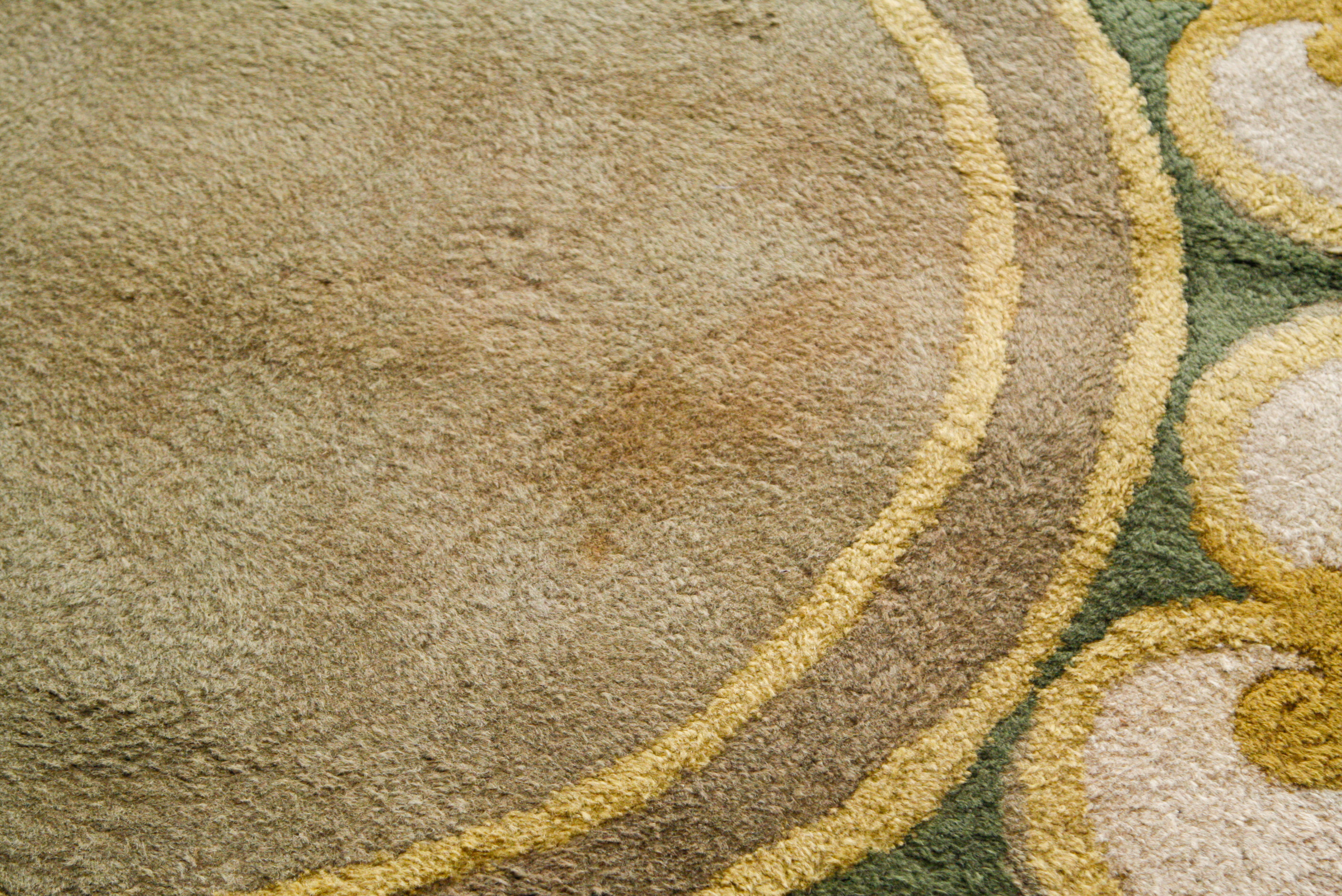 Large Hand-Knotted Round Wool Area Rug
