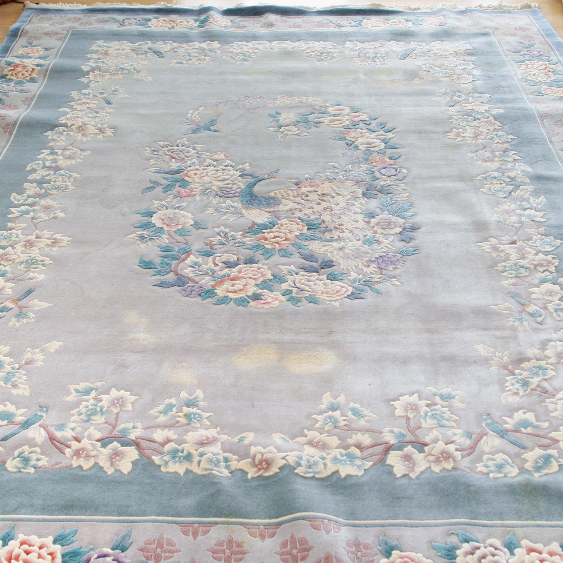 Large Handwoven Carved Chinese Area Rug