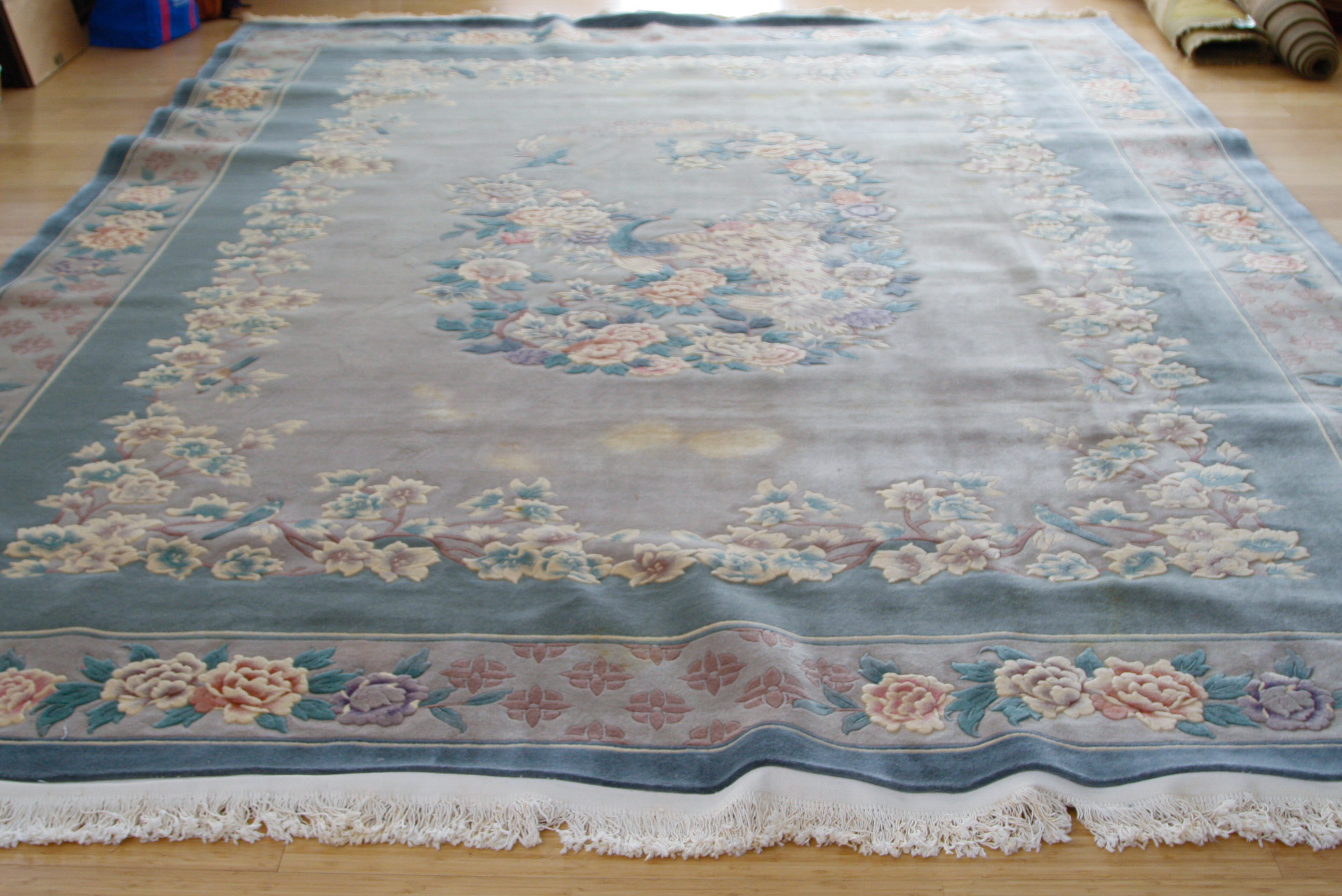 Large Handwoven Carved Chinese Area Rug