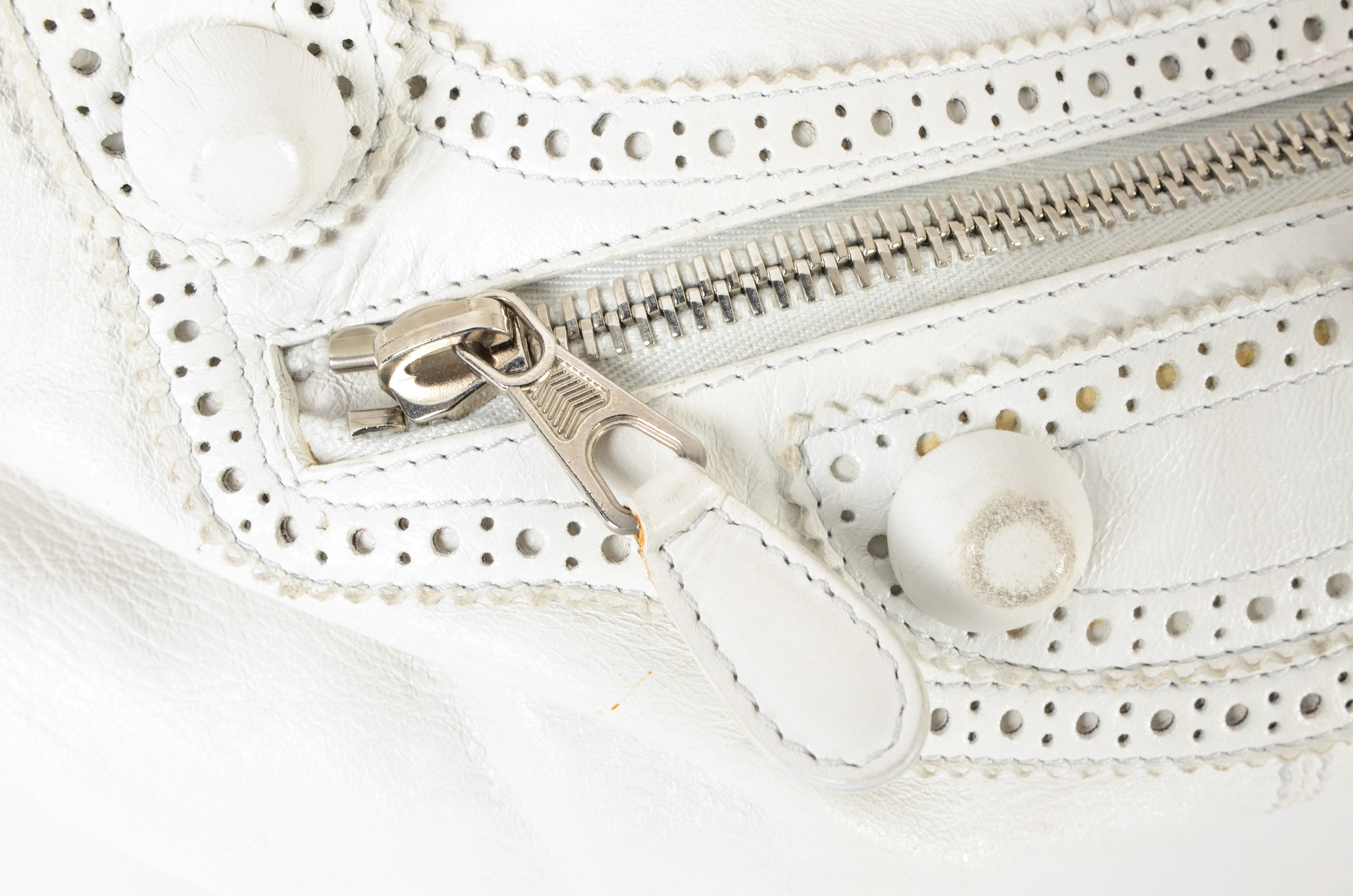 Balenciaga White Leather Giant Brogues Brief Bag