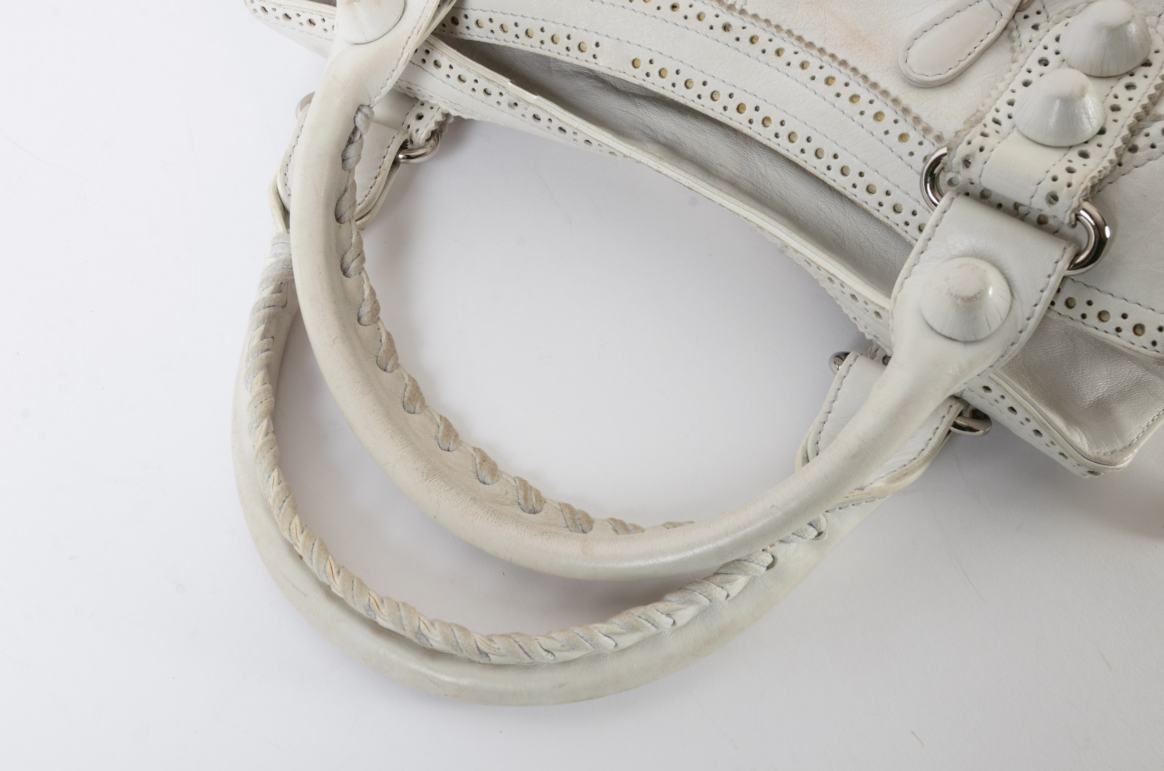 Balenciaga White Leather Giant Brogues Brief Bag