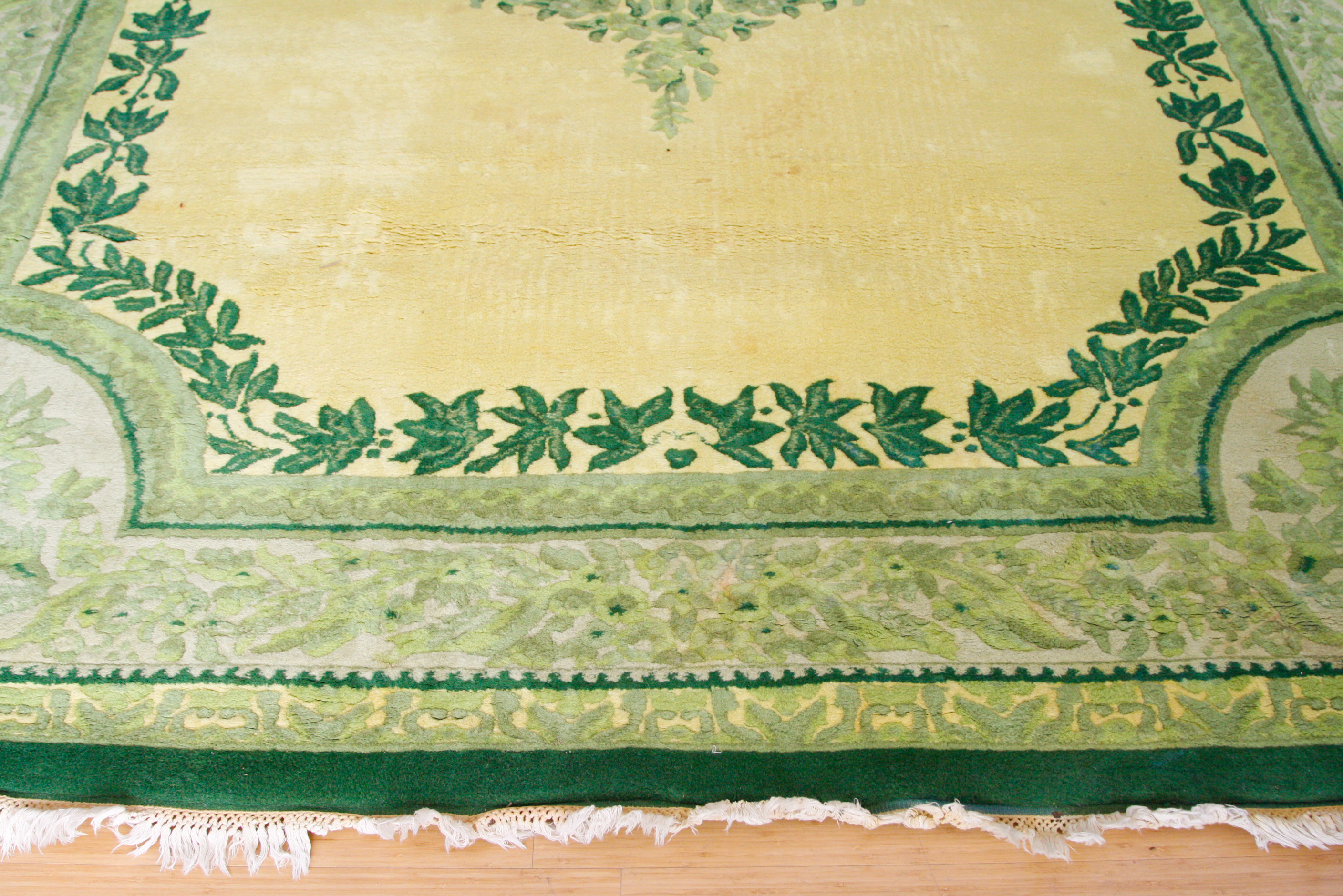 Large Hand-Knotted Floral Medallion Rug