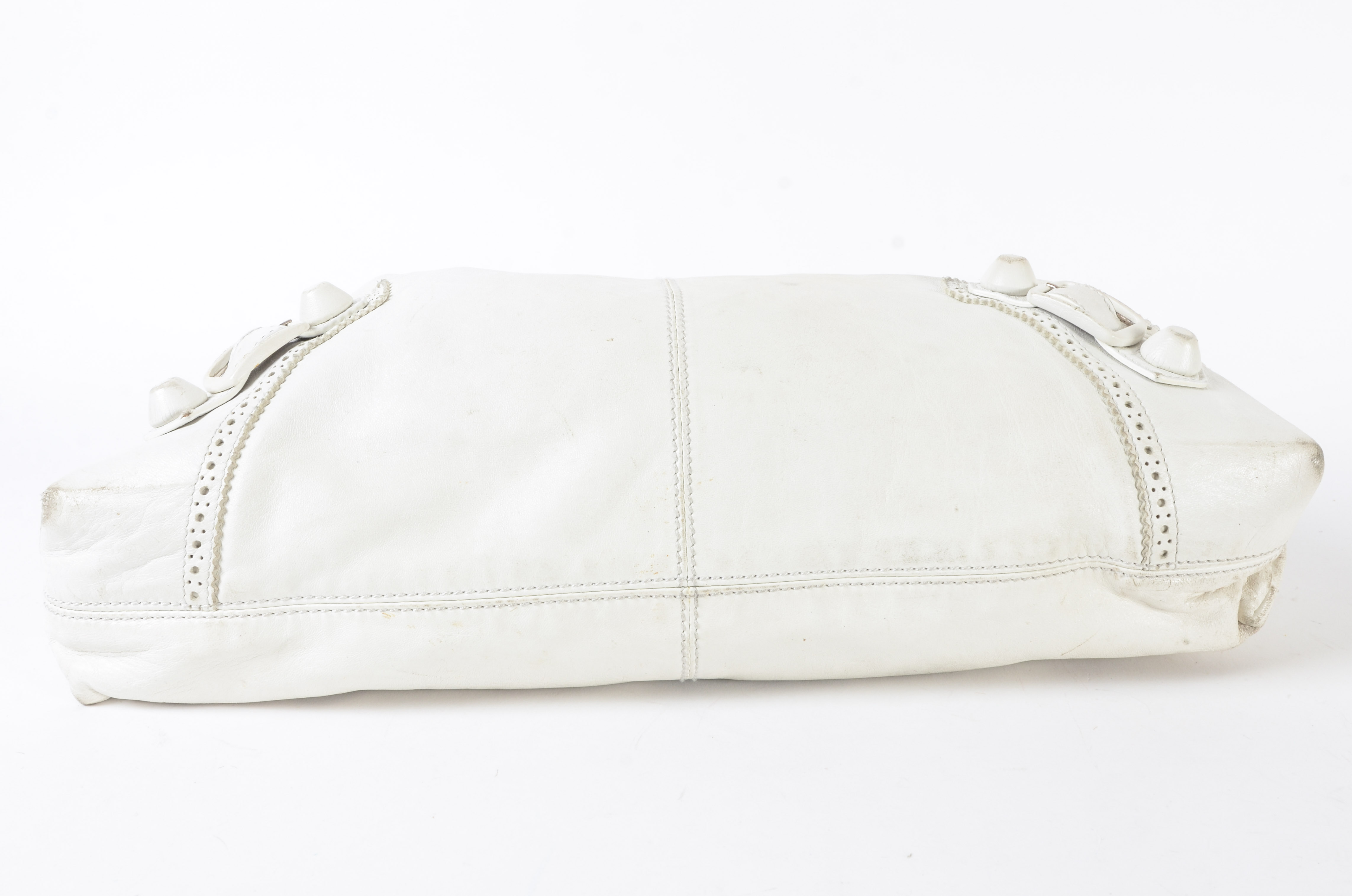 Balenciaga White Leather Giant Brogues Brief Bag