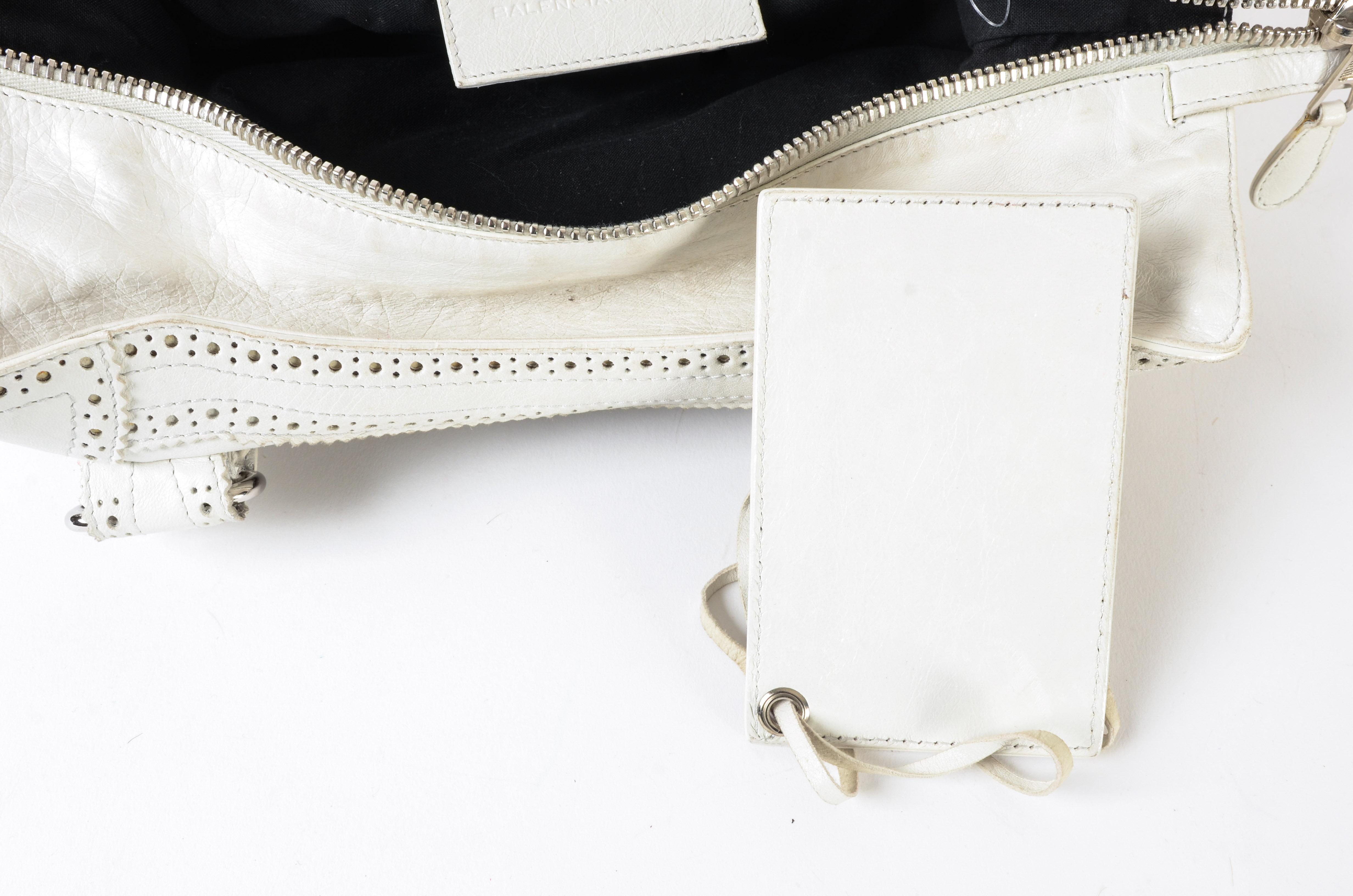 Balenciaga White Leather Giant Brogues Brief Bag