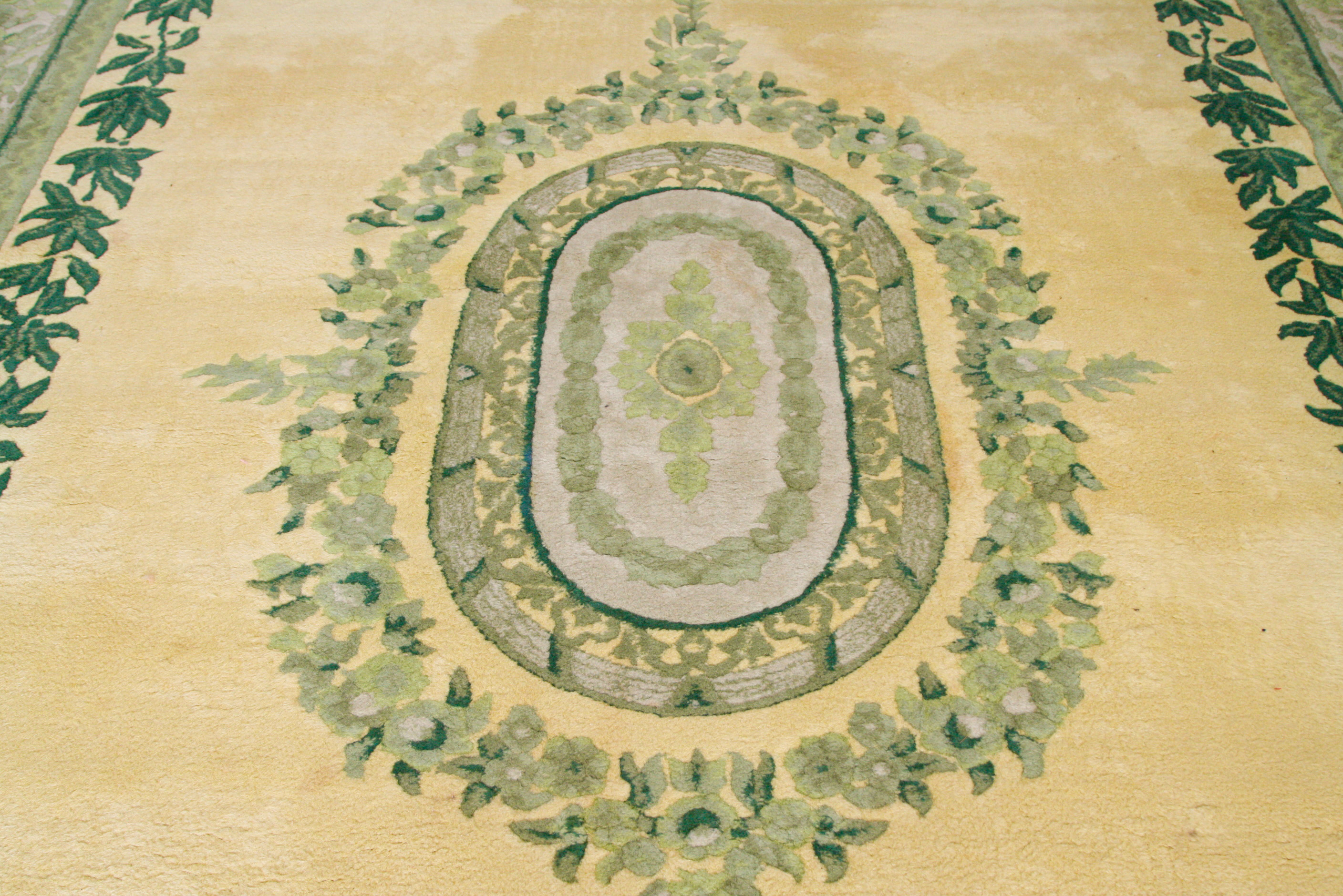 Large Hand-Knotted Floral Medallion Rug
