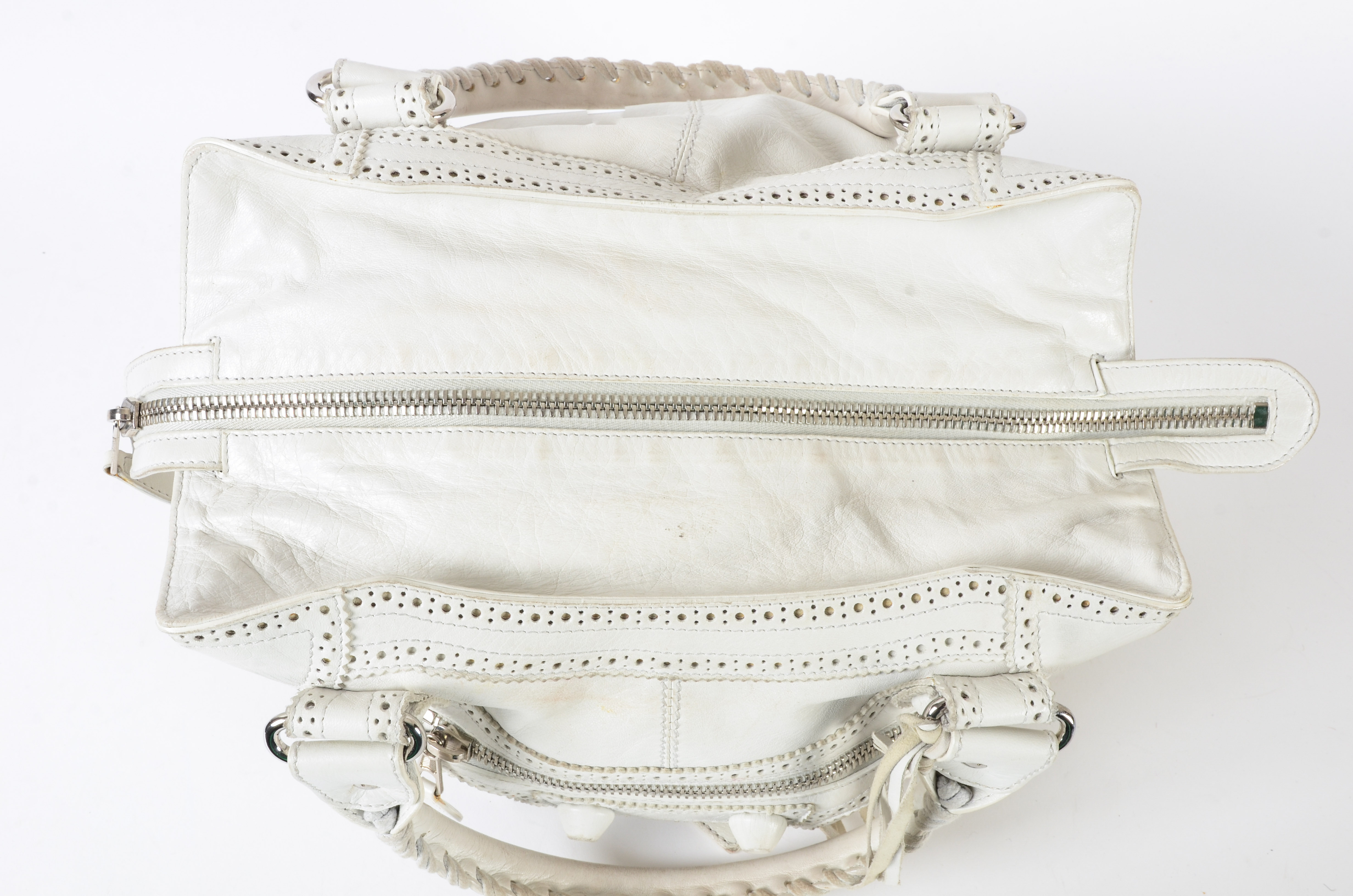 Balenciaga White Leather Giant Brogues Brief Bag