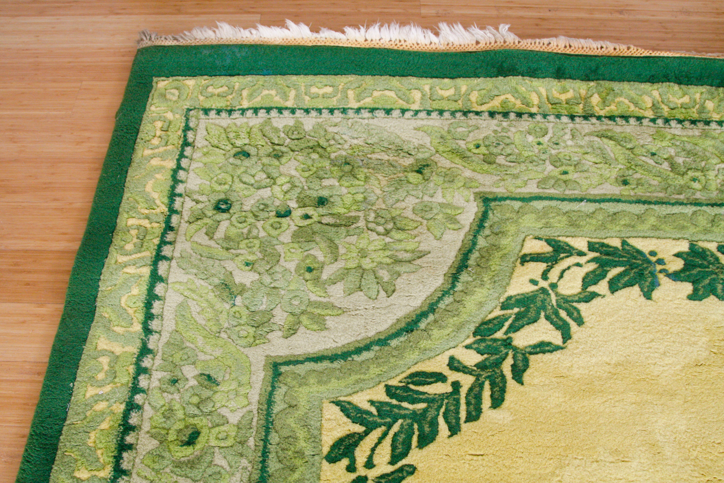 Large Hand-Knotted Floral Medallion Rug