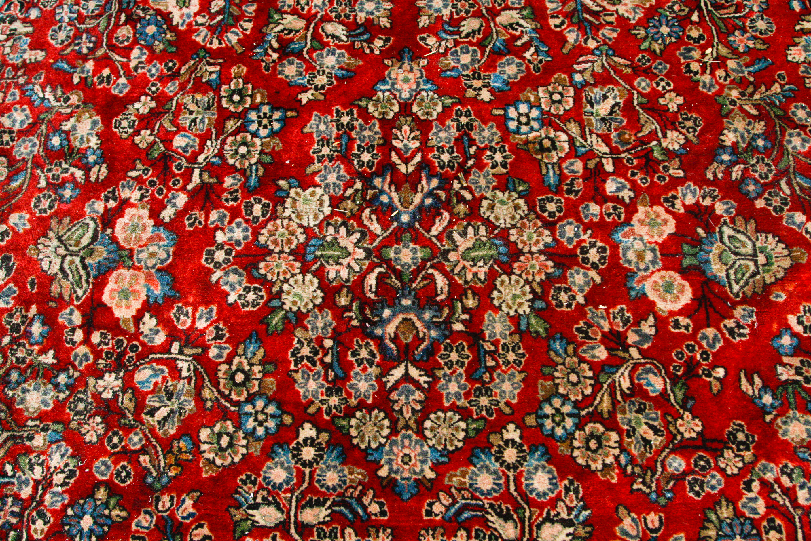 Large Hand-Knotted Sarouk Wool Area Rug
