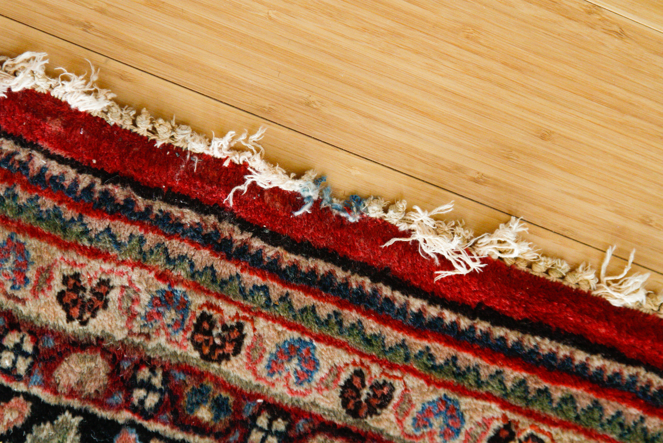 Large Hand-Knotted Sarouk Wool Area Rug