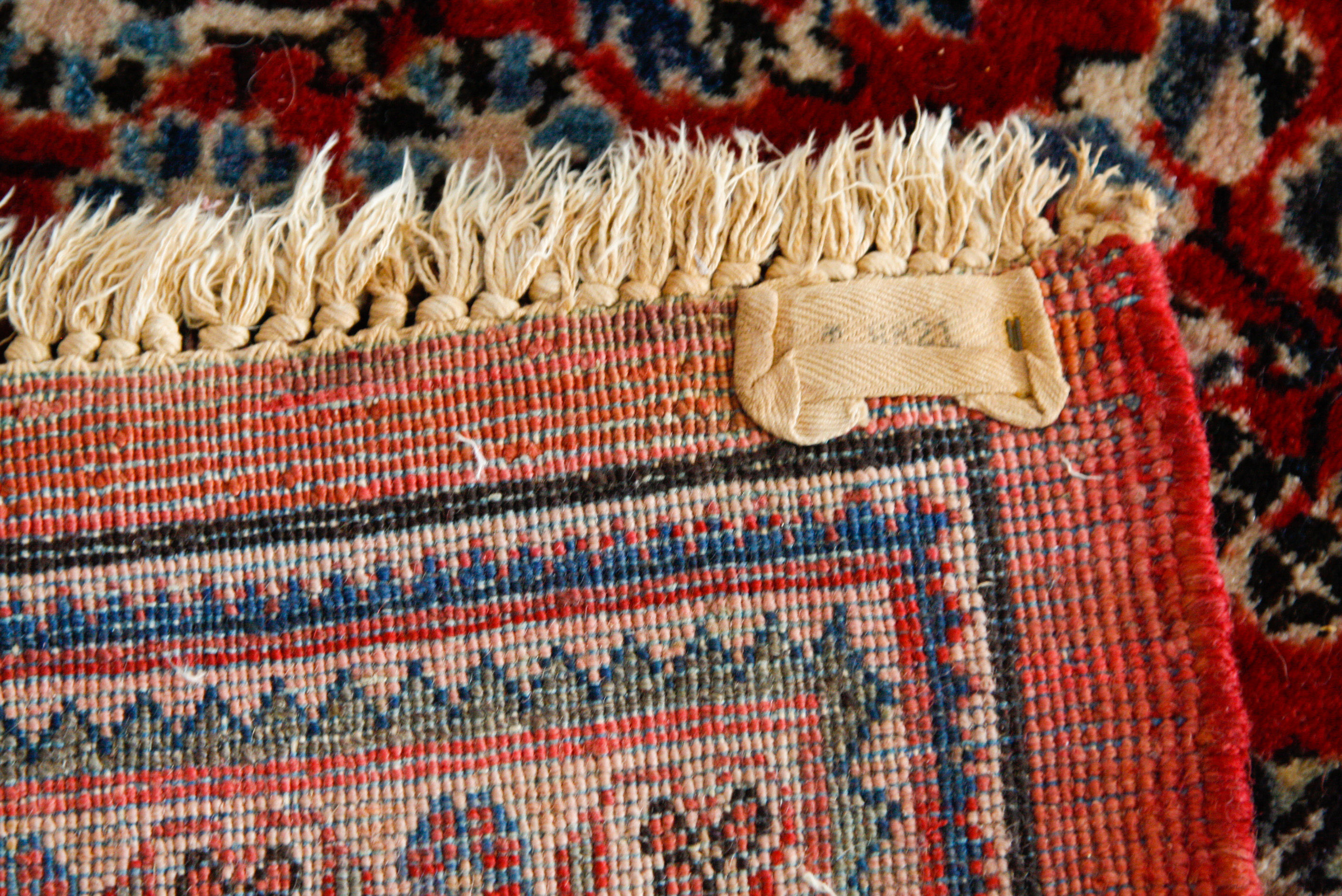 Large Hand-Knotted Sarouk Wool Area Rug