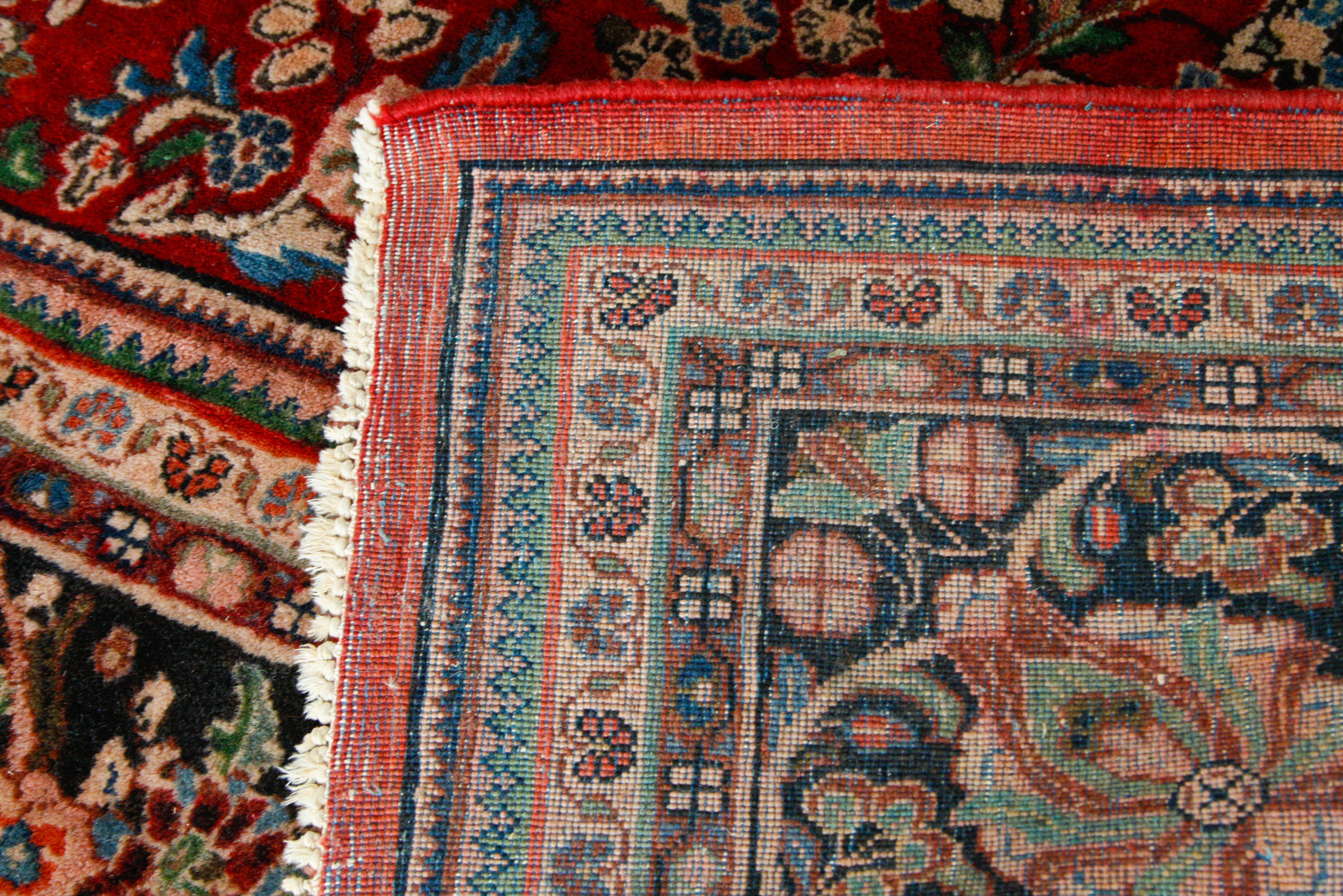 Large Hand-Knotted Sarouk Wool Area Rug
