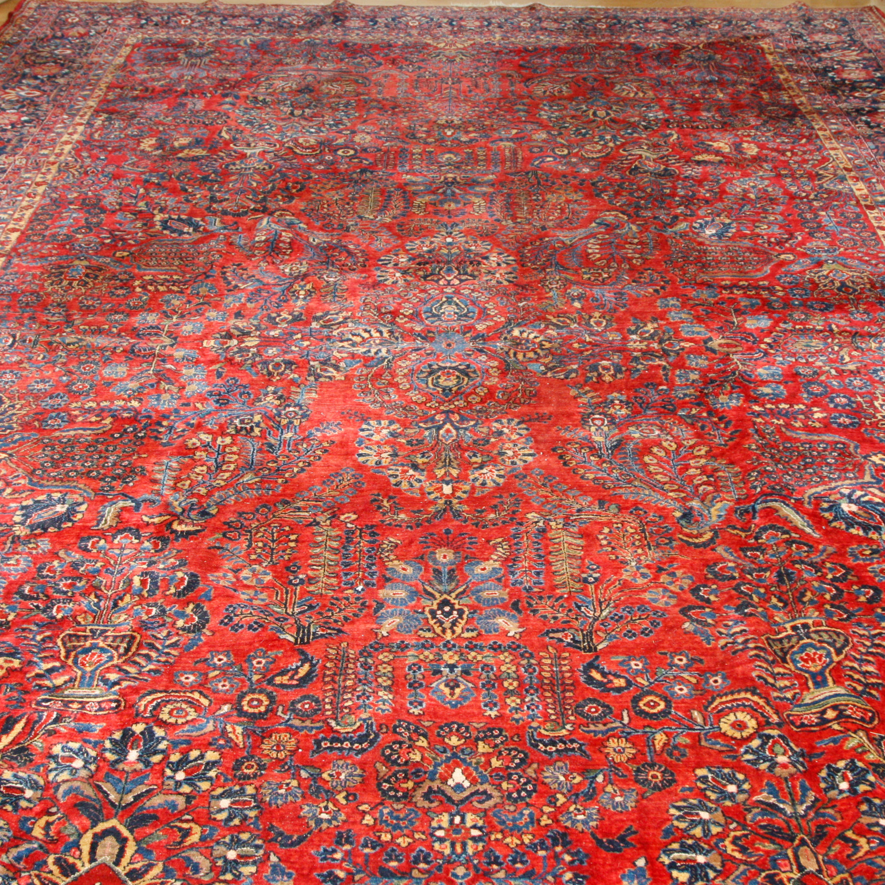 Palace-Size Hand-Knotted Sarouk Wool Carpet