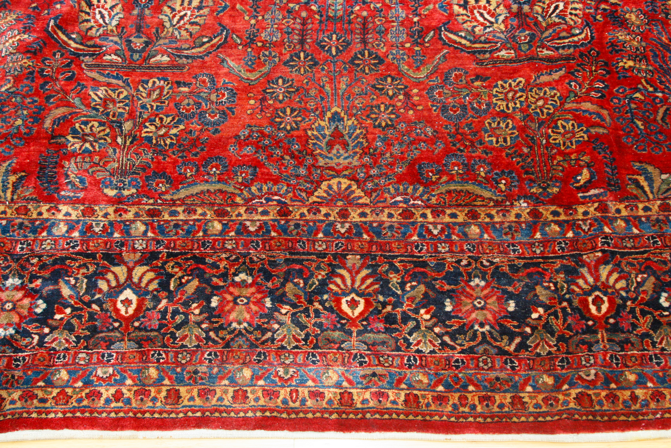 Palace-Size Hand-Knotted Sarouk Wool Carpet