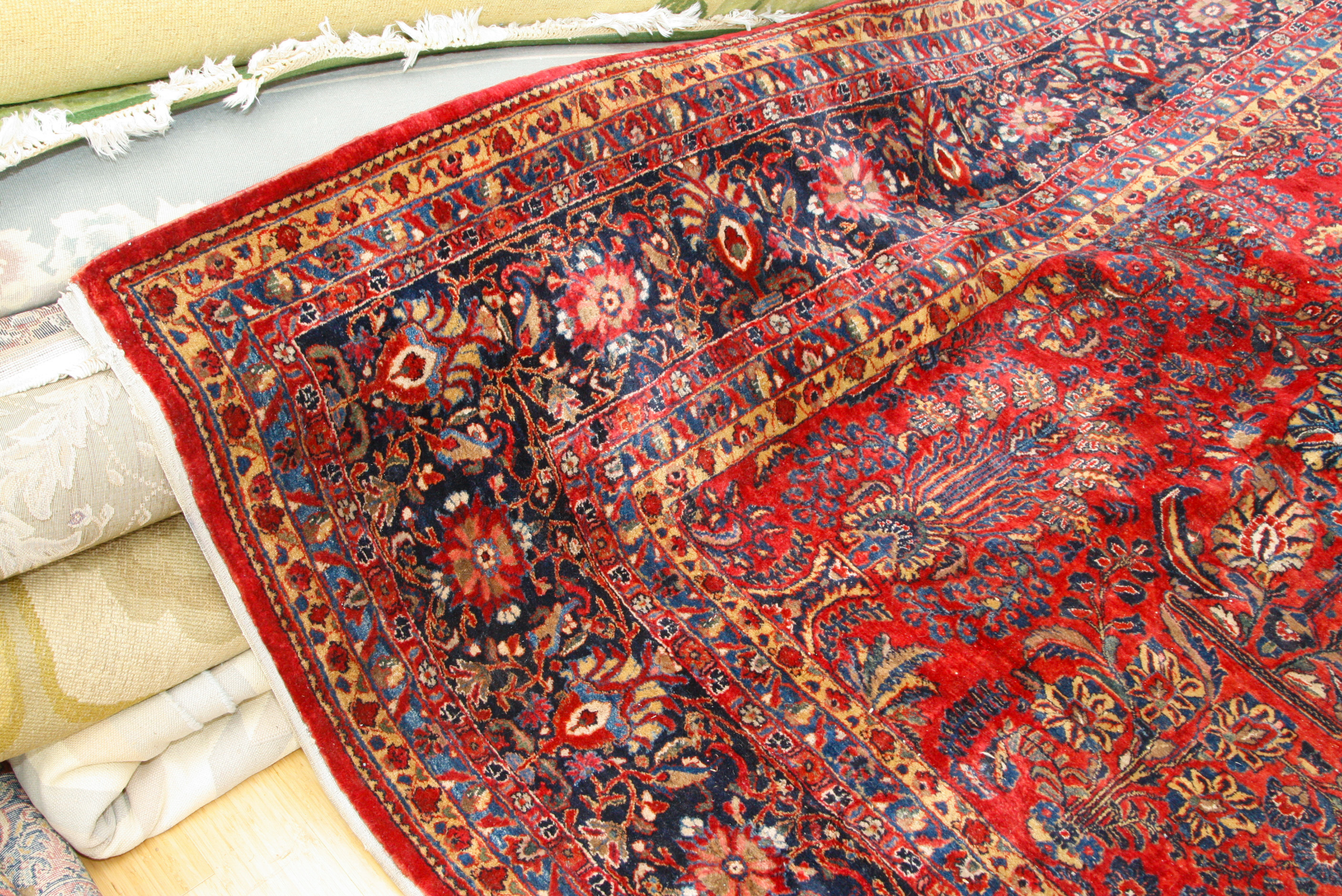 Palace-Size Hand-Knotted Sarouk Wool Carpet