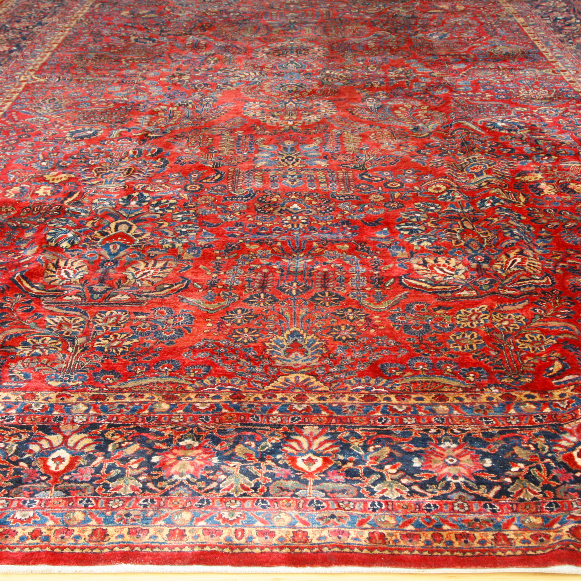 Palace-Size Hand-Knotted Sarouk Wool Carpet