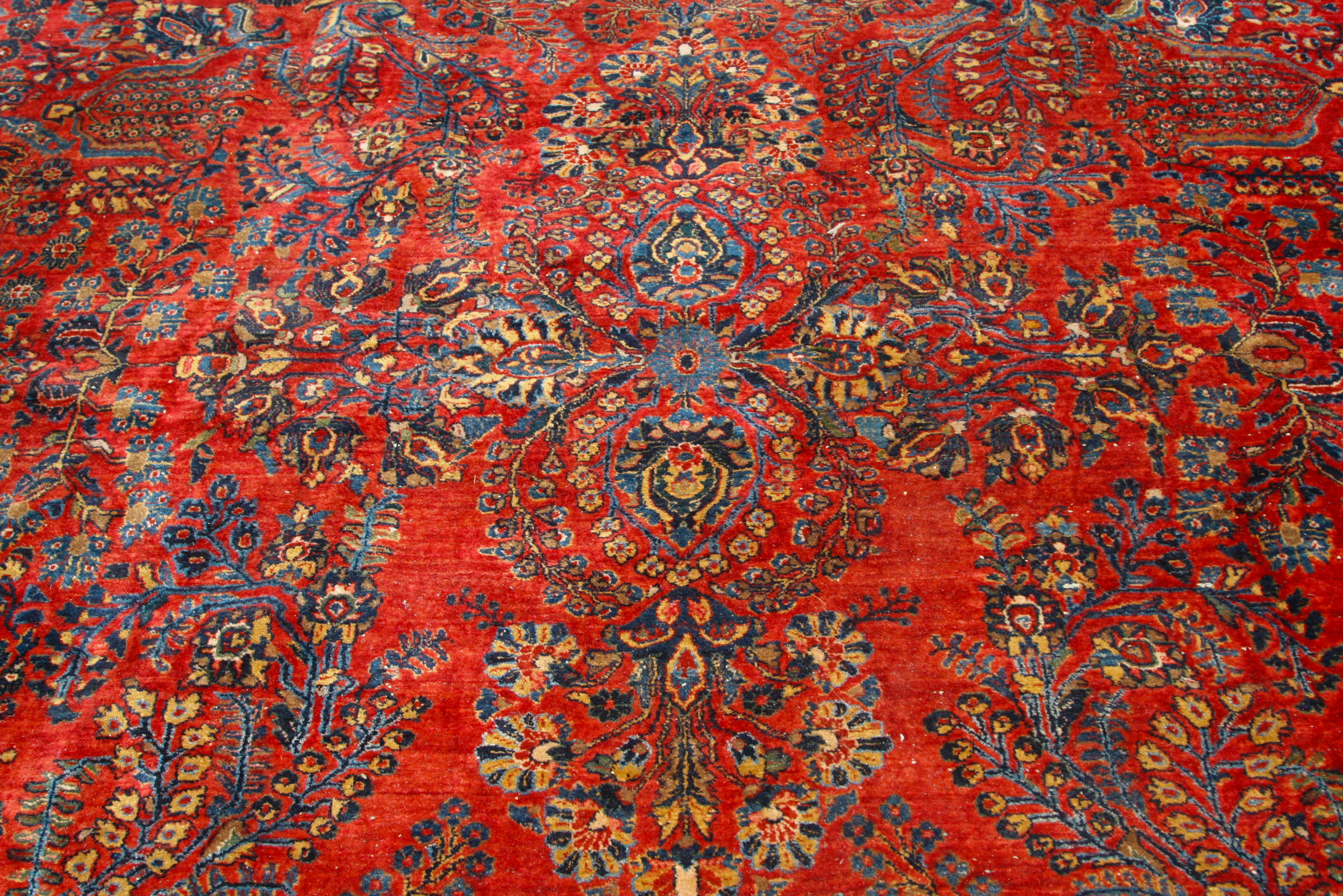 Palace-Size Hand-Knotted Sarouk Wool Carpet