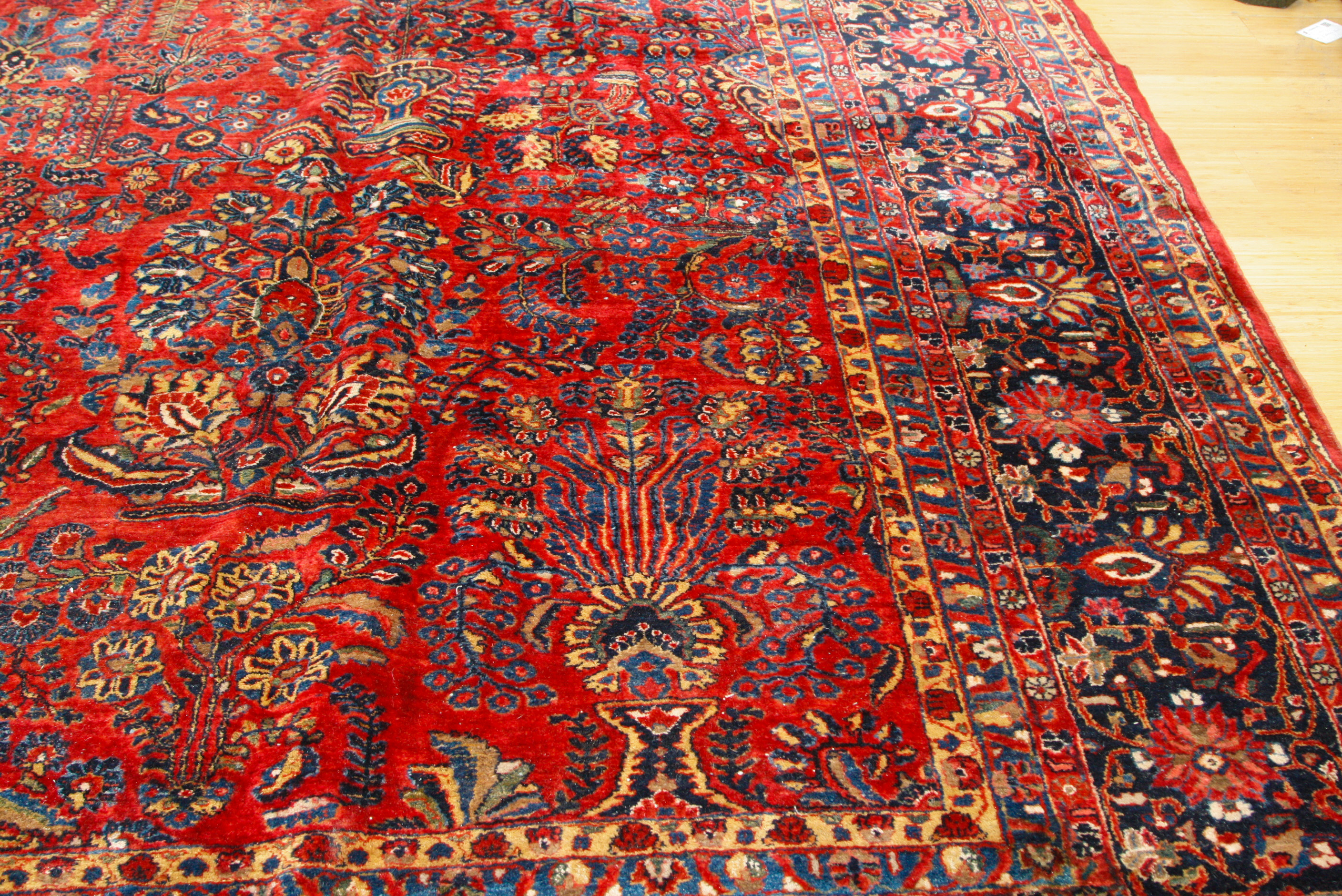 Palace-Size Hand-Knotted Sarouk Wool Carpet