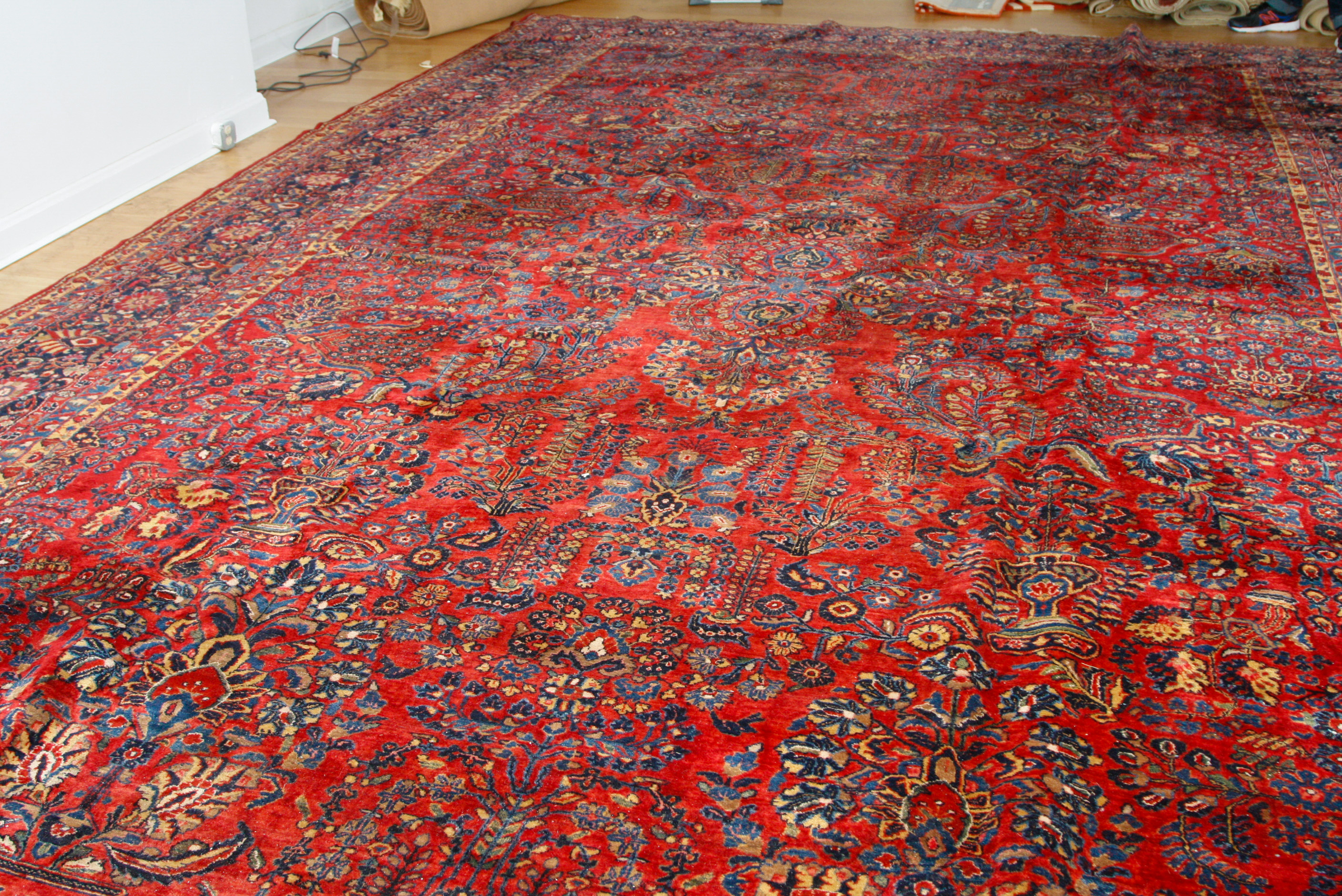 Palace-Size Hand-Knotted Sarouk Wool Carpet