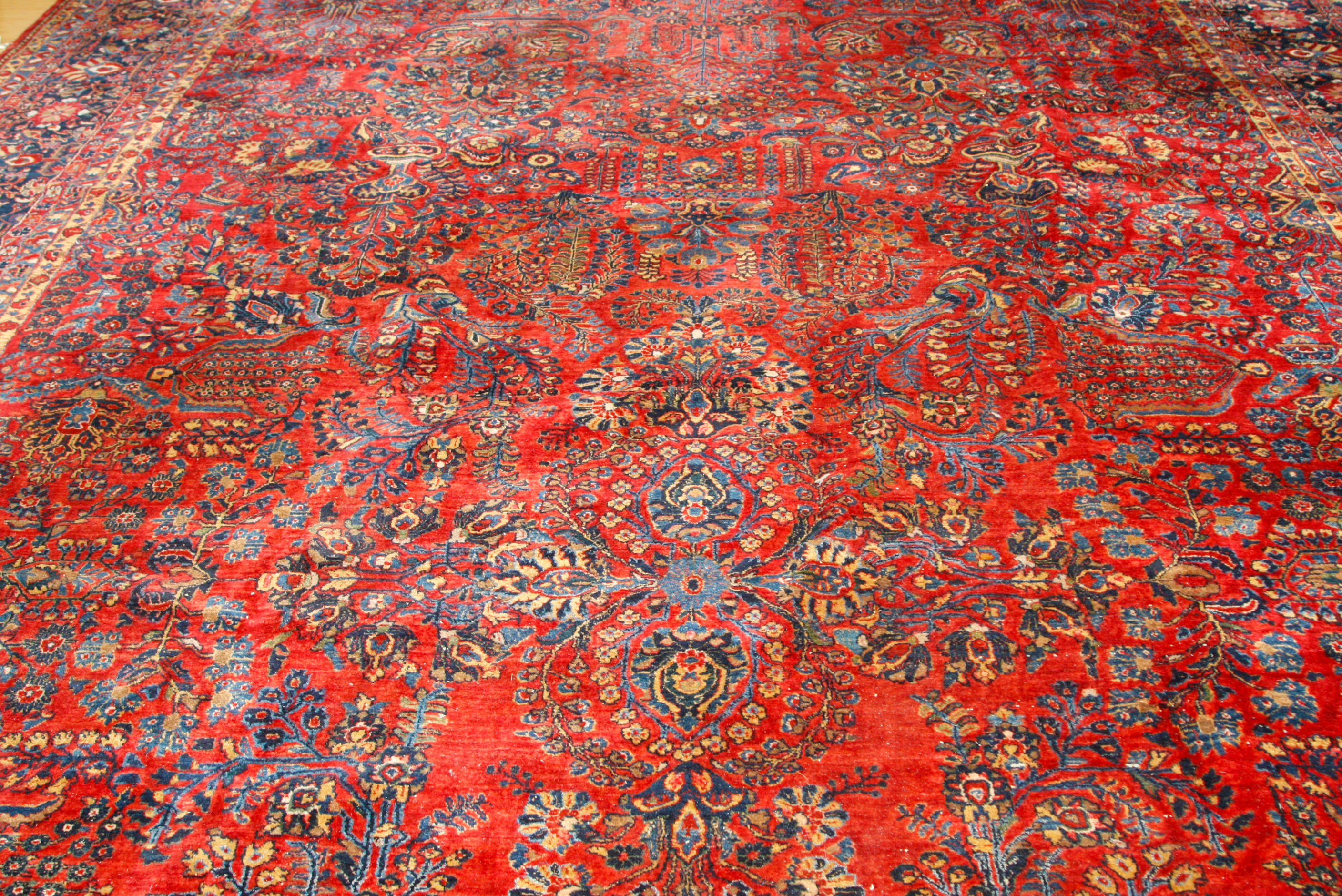Palace-Size Hand-Knotted Sarouk Wool Carpet