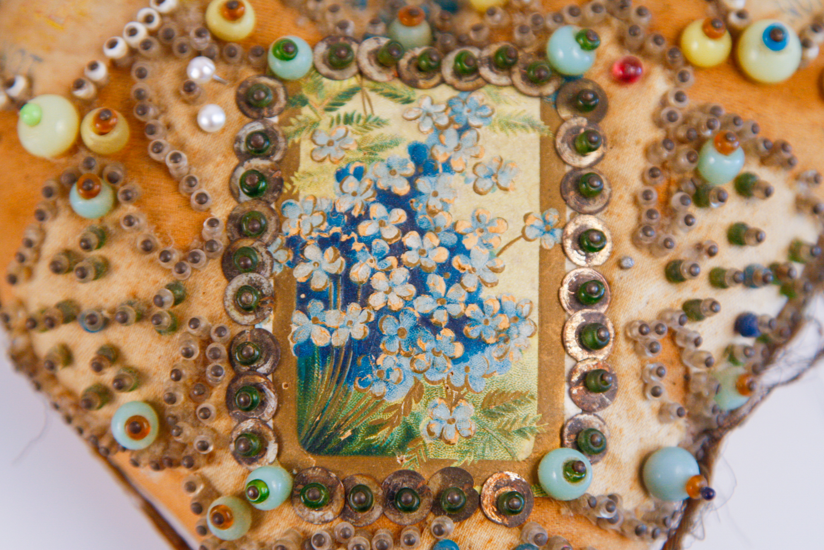 Circa WWI Heart-Shaped Soldiers Sentiment Pin Cushion